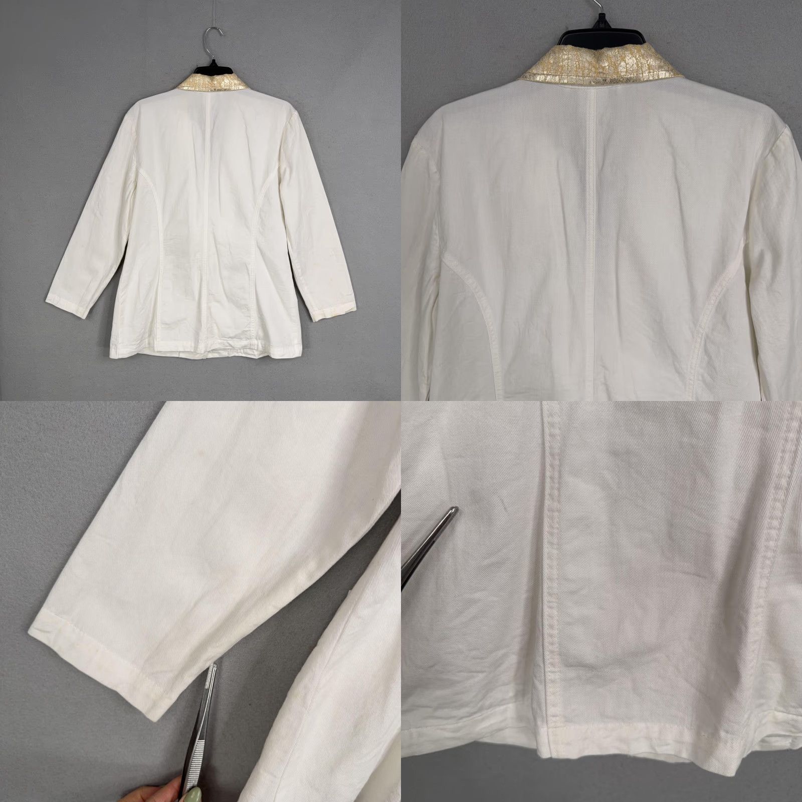 Vintage VINTAGE d. Frank Blazer Womens 10 White Western Studded Embroidered USA Gold Shirt Womens Size L / US 10 / IT 46 - 8 Thumbnail