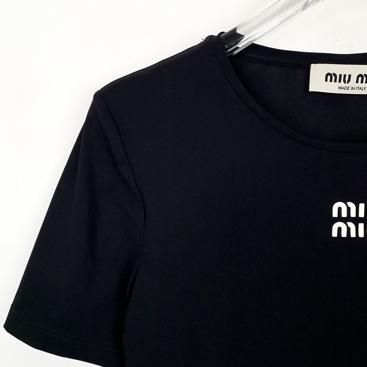 Miu Miu Miu Miu Black Logo Letter Print Short Sleeve Dress K26WX Size XS / US 0-2 / IT 36-38 - 3 Thumbnail