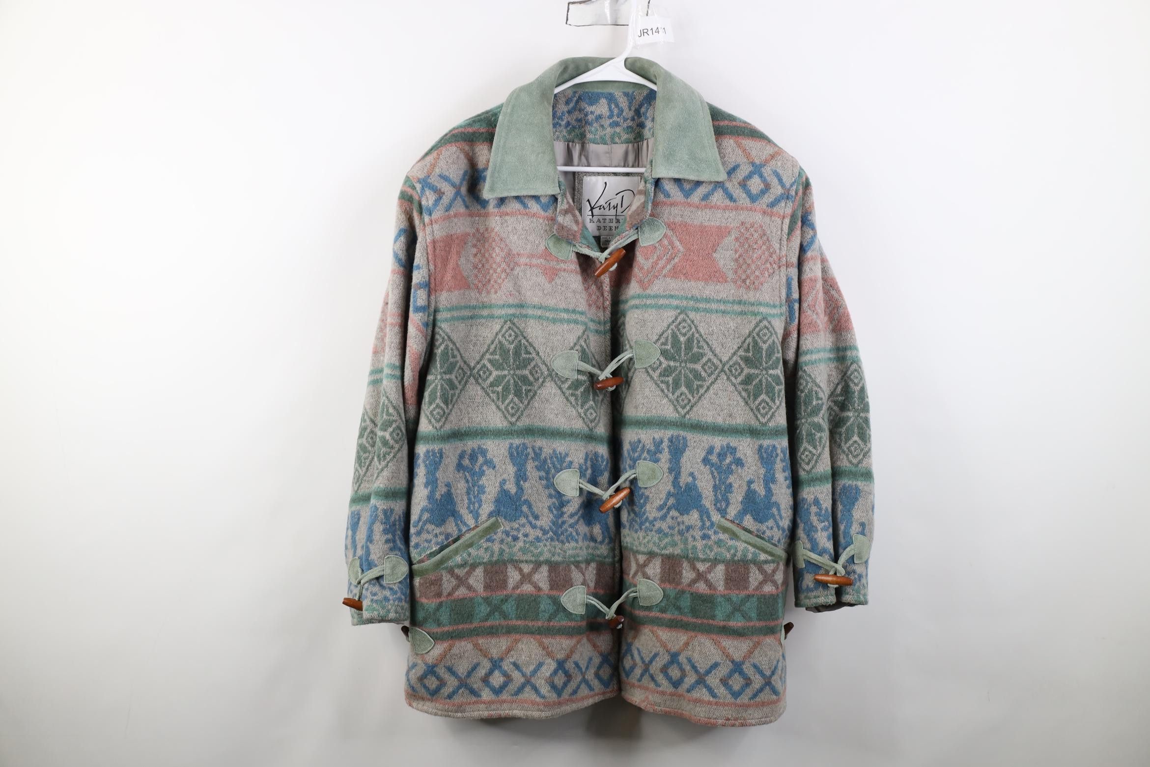 Vintage Vintage 90s Streetwear Button Southwestern Wool Suede Jacket Size XL / US 12-14 / IT 48-50 - 1 Thumbnail