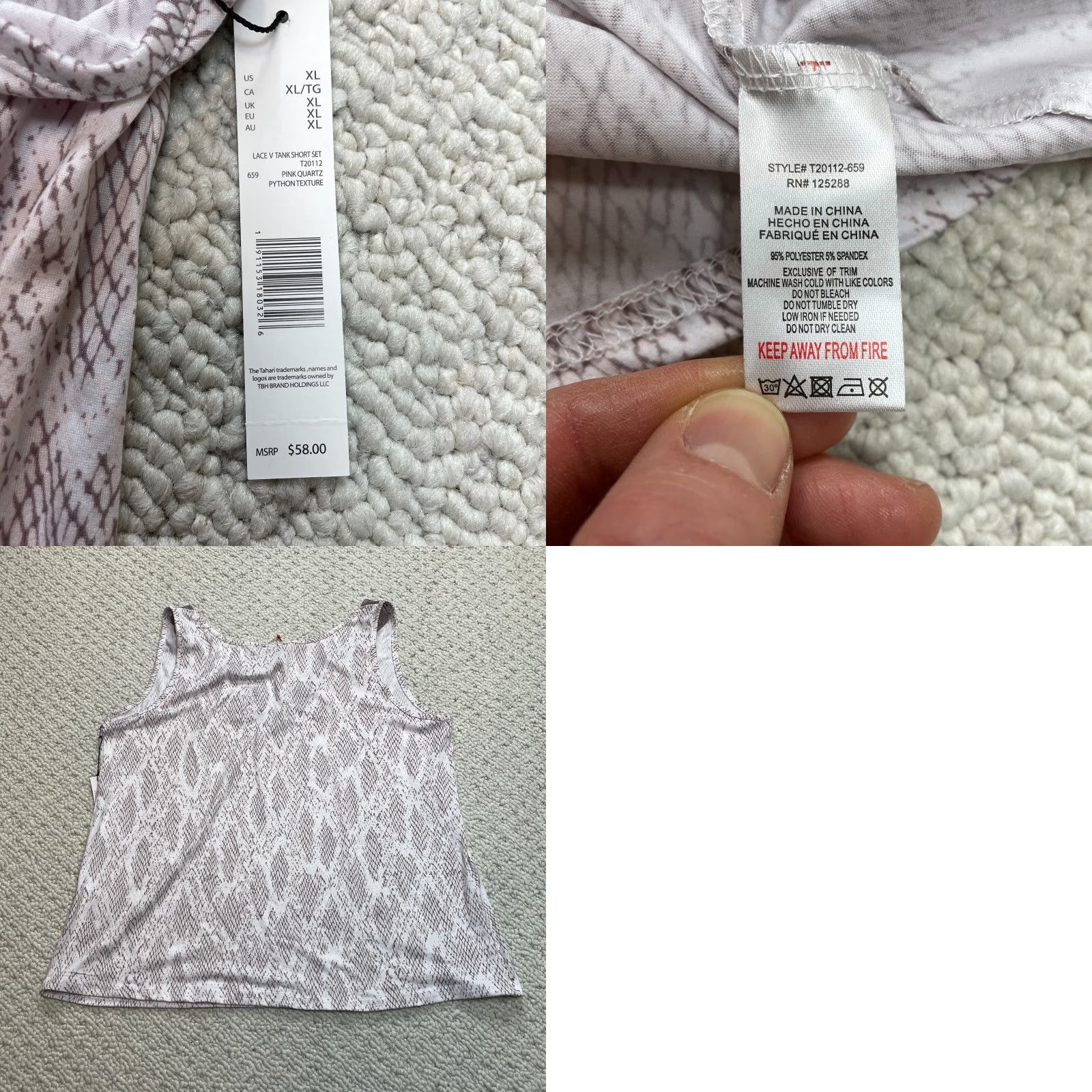 Vintage Tahari Tank Top Womens XL Pink Quartz Lace Lined VNeck Sleeveless New NWT Size XL / US 12-14 / IT 48-50 - 8 Thumbnail