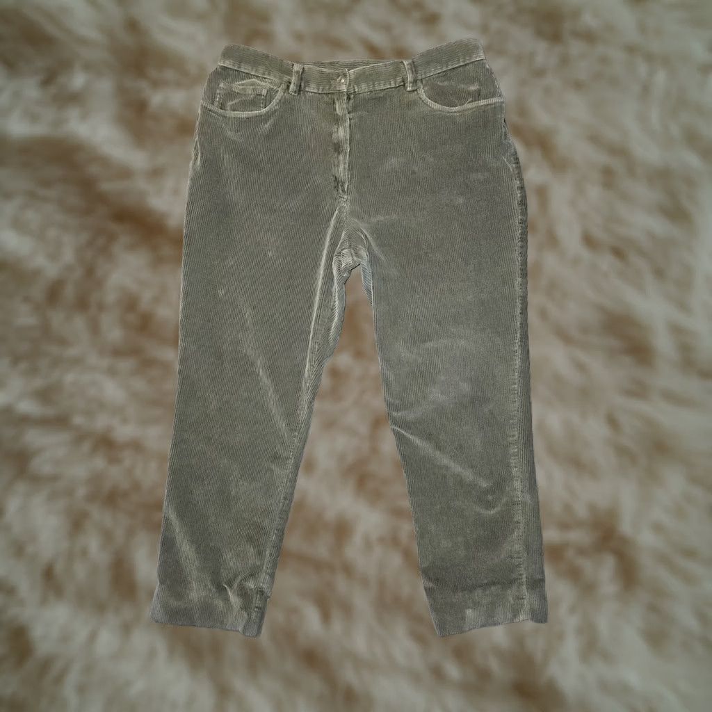 Ralph Lauren VINTAGE Lauren Ralph Lauren Corduroy Pants Womens 16 Olive High Rise 90s Straight Leg Pants Womens Mens Girls Size 38" / US 16 / IT 52 - 1 Thumbnail