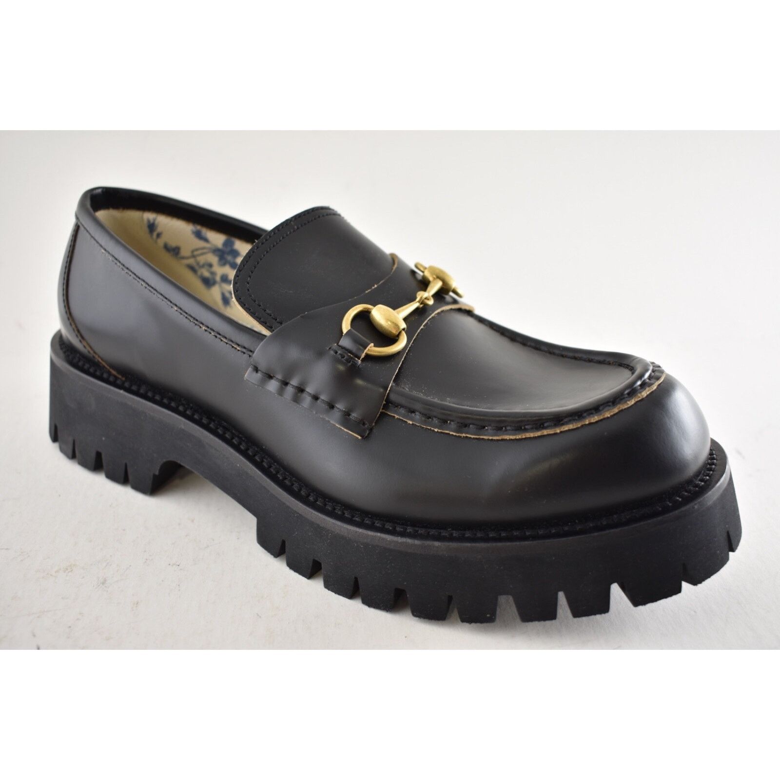 Gucci Gucci Cordovan Black Leather Horsebit Lug Sole Flat Platform Size US 8.5 / IT 38.5 - 7 Thumbnail