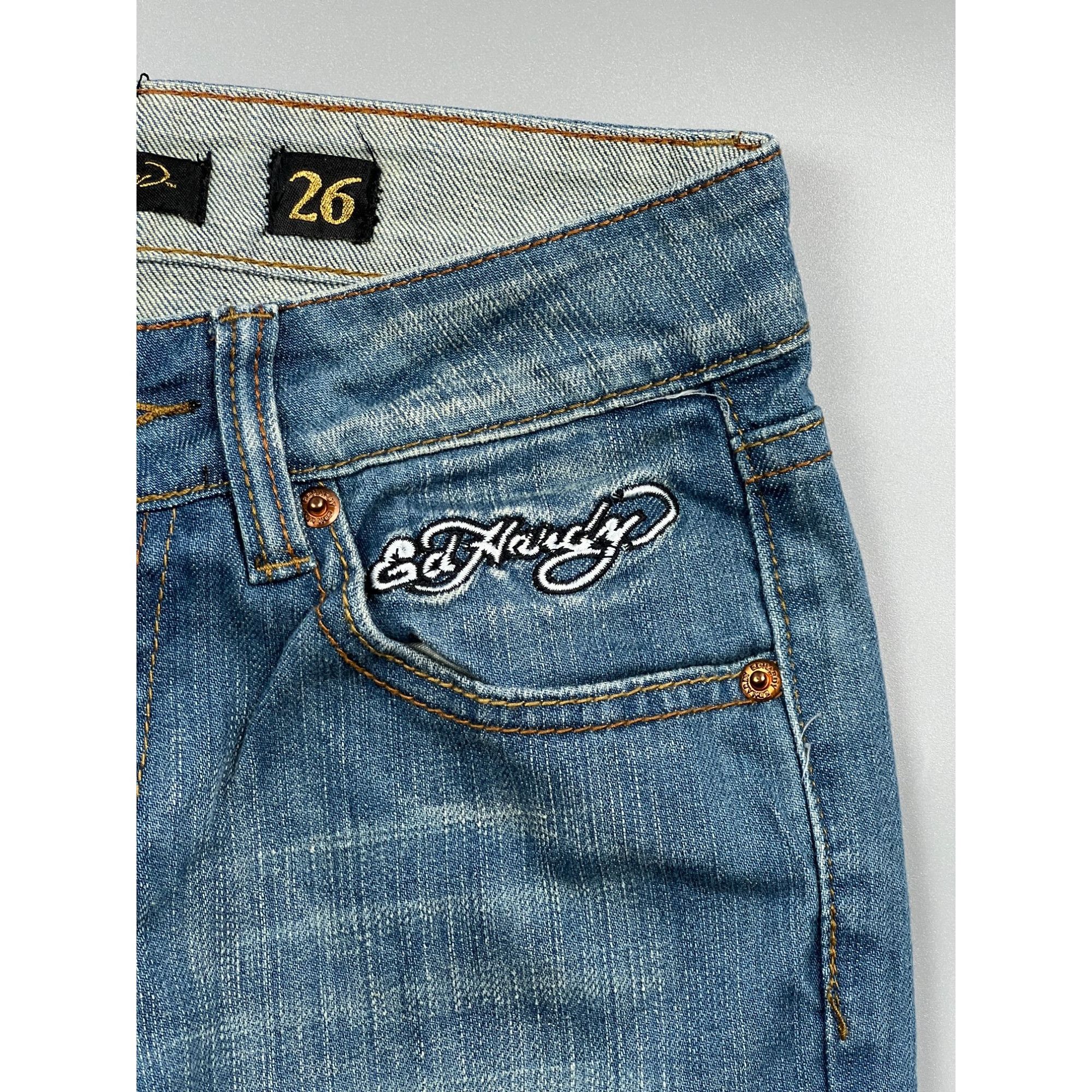 Ed Hardy Ed Hardy Embroidered Denim Jeans Pants (Y0813) Size 26" / US 2 / IT 38 - 3 Thumbnail