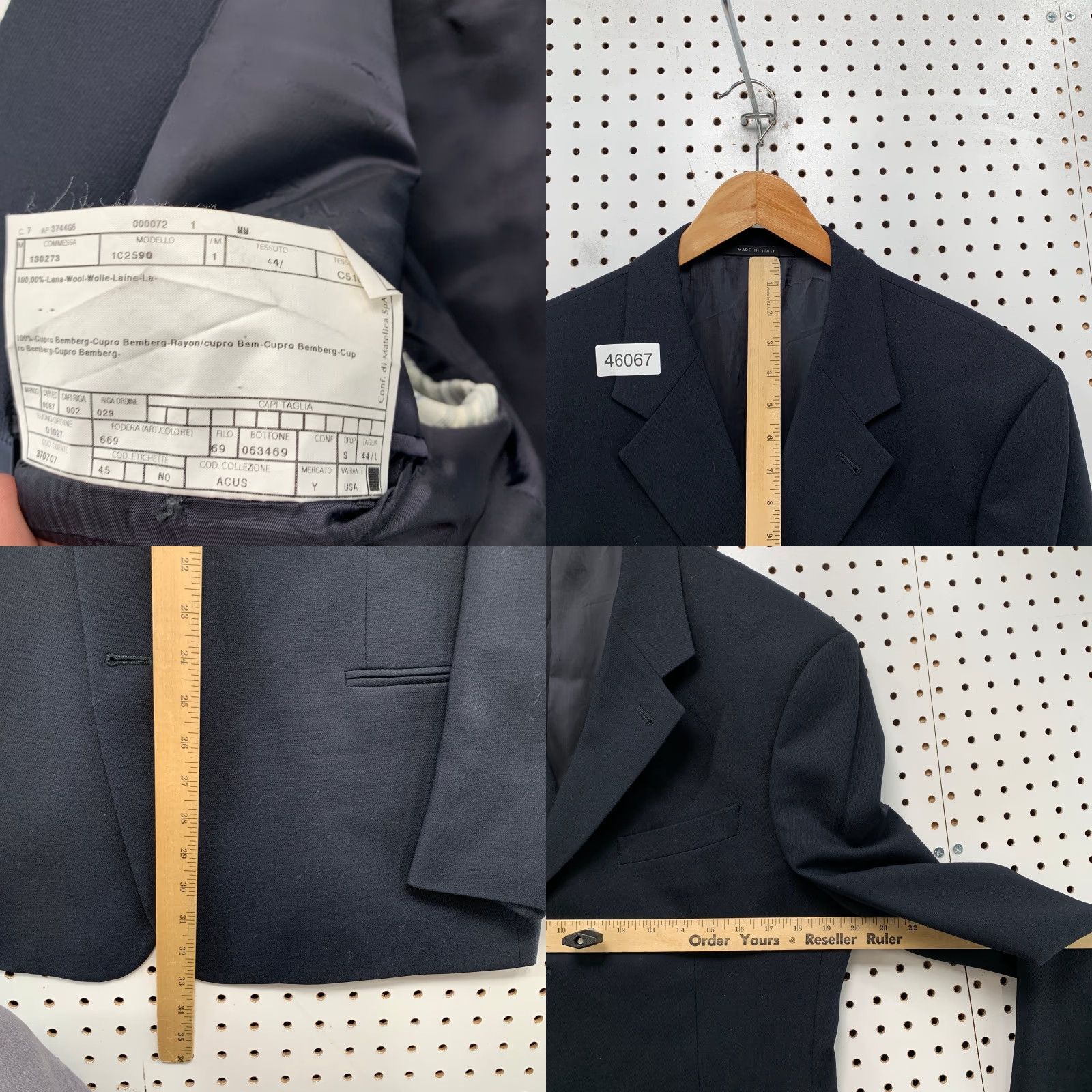 Armani VINTAGE Armani Collezioni Blazer Mens 44 Black Wool 3 Button Made Italy Size 44R - 8 Thumbnail