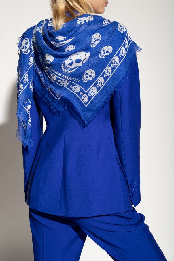 Alexander McQueen o1y0325 Size: OS / Scarve in White & Blue Size ONE SIZE - 3 Thumbnail