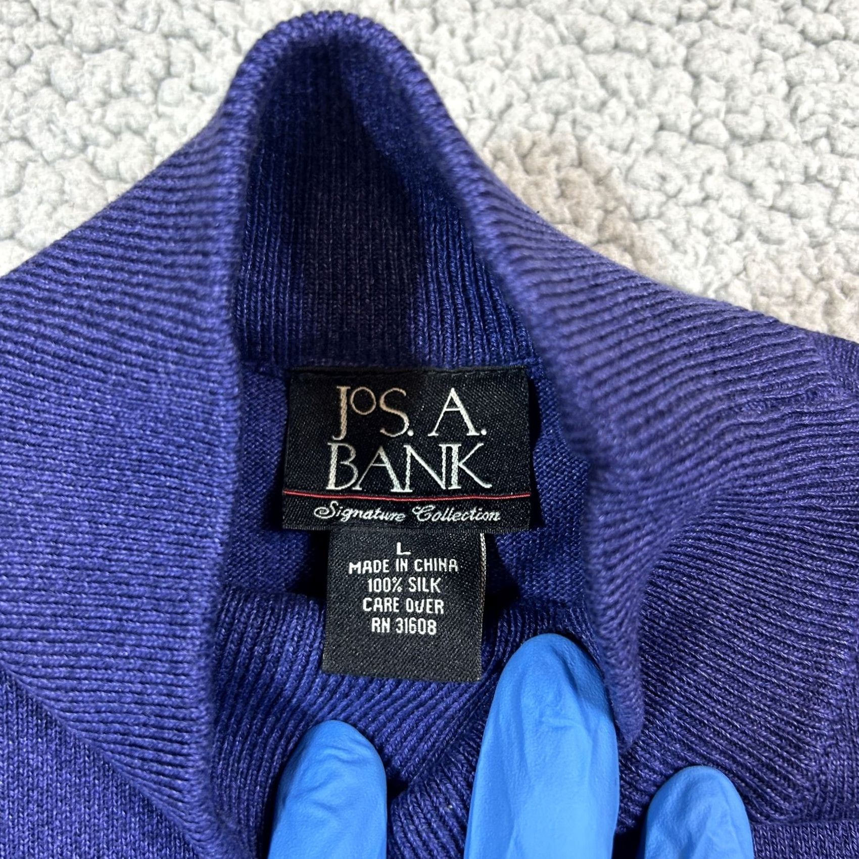 Jos. A. Bank Jos. A Bank Signature Collection Men's L Royal Blue Mock Neck 100% Silk Sweater Size US L / EU 52-54 / 3 - 3 Thumbnail