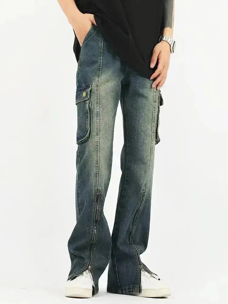 Japanese Brand Retro Loose Straight Multi Pocket Jeans Size US 32 / EU 48 - 1 Thumbnail