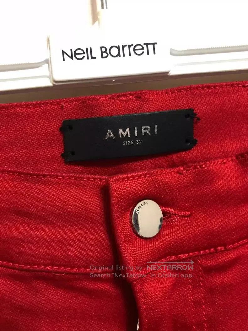 Amiri Amiri MX1 Red Patchwork Denim Jeans. Size US 32 / EU 48 - 3 Thumbnail
