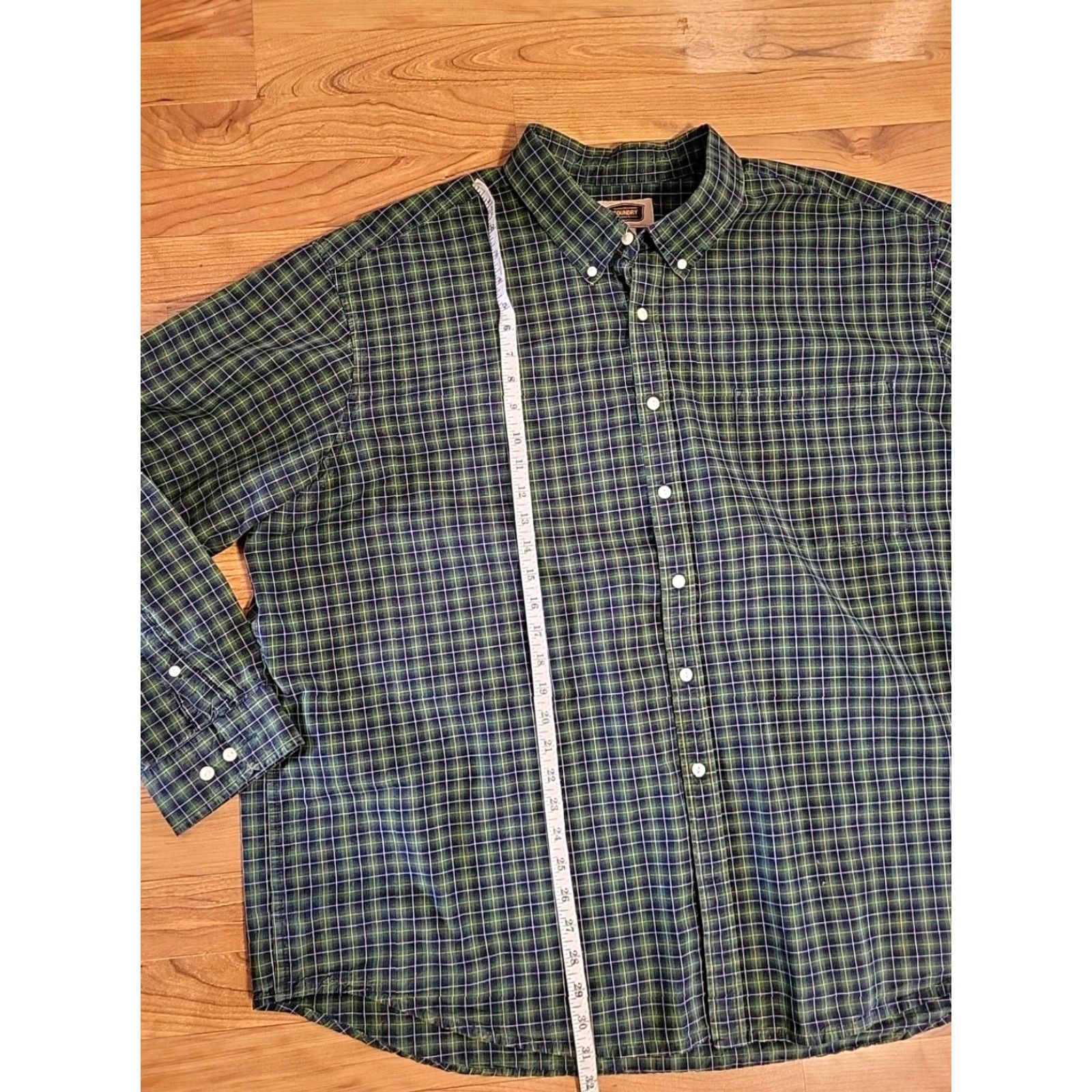 Vintage VINTAGE Foundry Shirt 3XL 58" Chest Button-Down Cotton Tartan Plaid Long Sleeve brown/green blue classic work preppy Mens Size US XXL / EU 58 / 5 - 2 Thumbnail