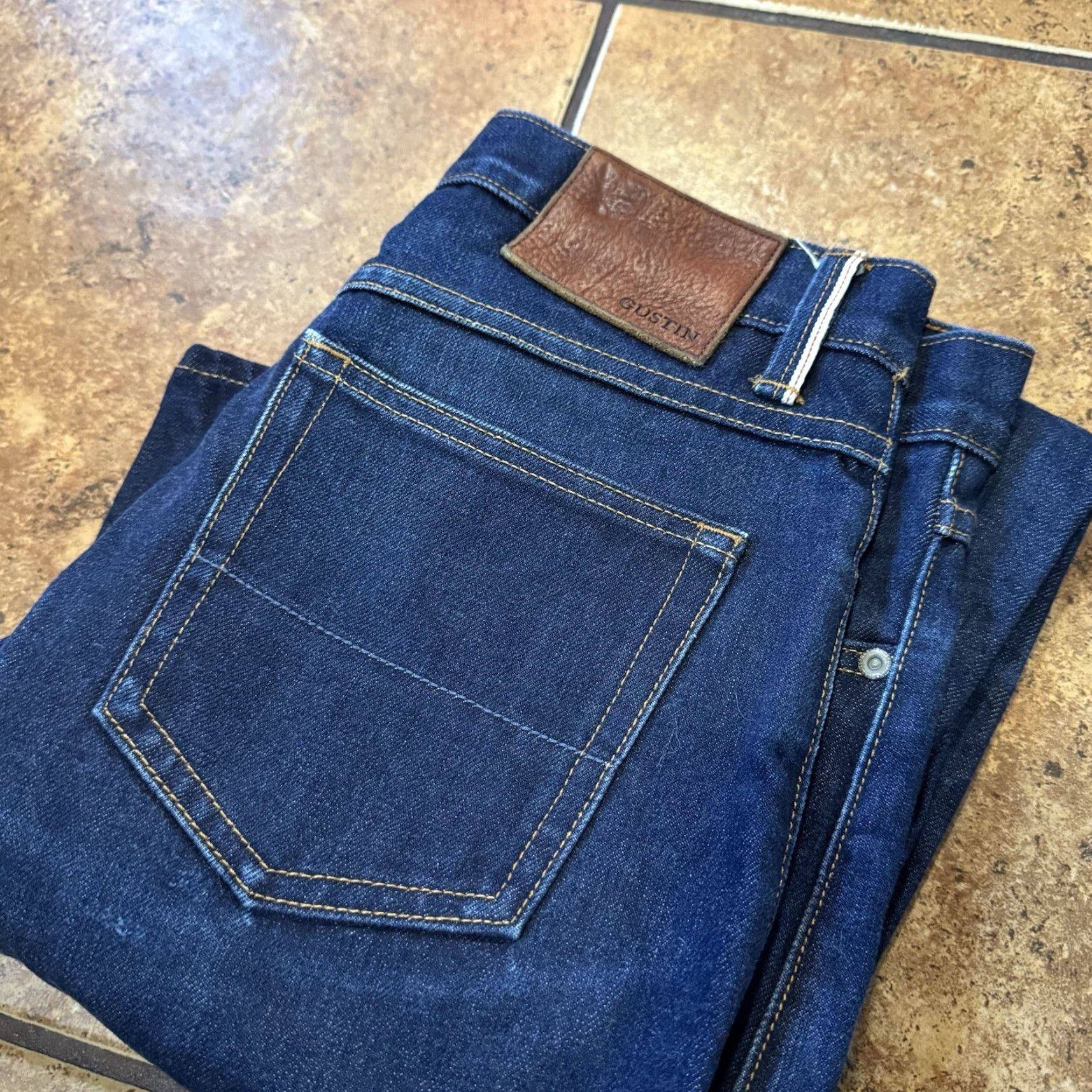 Gustin GUSTIN Jeans Slim Denim 31x34 Selvedge Califormia Raw Dark Blue Wash 90s Mens Slim Fit Women? Size US 31 - 2 Thumbnail