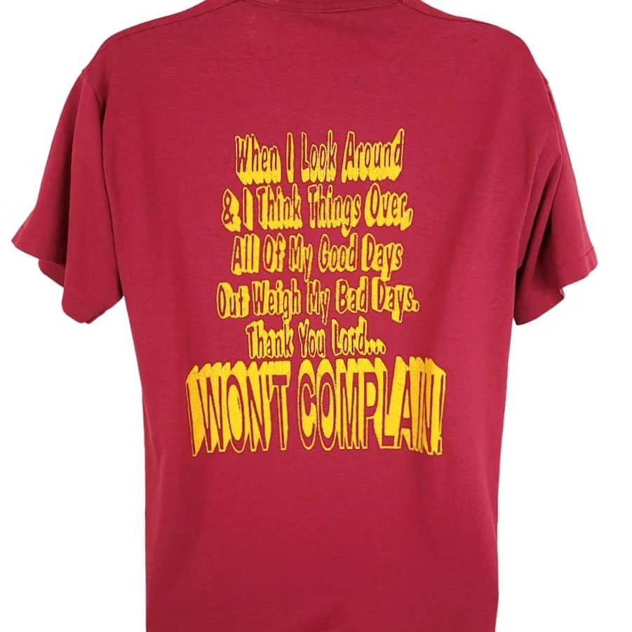 Fruit Of The Loom VINTAGE Fruit of the Loom Christian T Shirt Mens Large 90s God Has Been So Good Made In USA Red Cotton Blend Short Sleeve Crew Neck Size US L / EU 52-54 / 3 - 4 Thumbnail