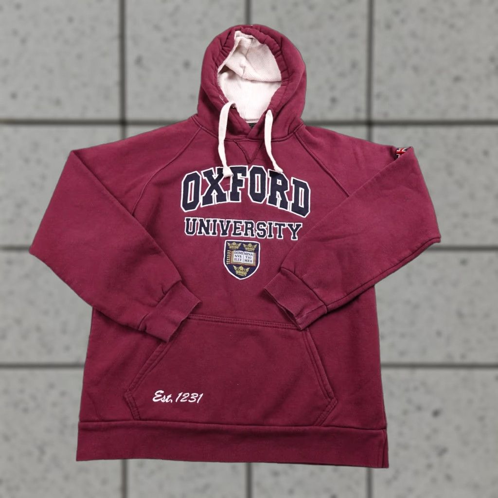 Sweat Oxford University Vintage Années 90, Gris, Col Rond, Logo, Unisexe Taille M/L