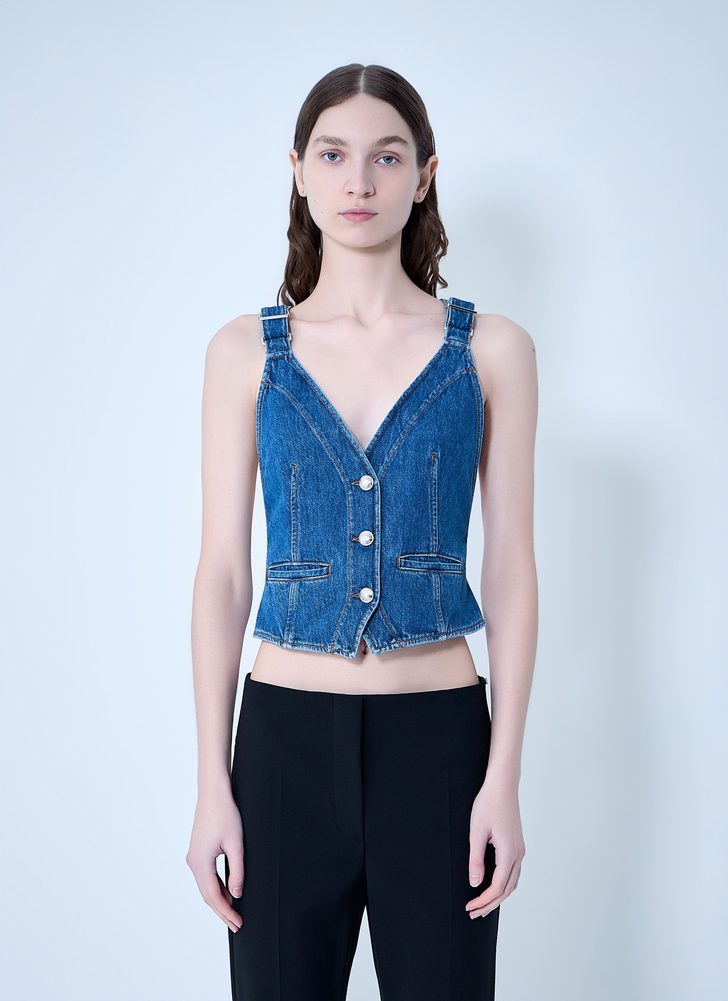 Sportmax Buttoned Denim Vest Size M / US 6-8 / IT 42-44 - 1 Thumbnail