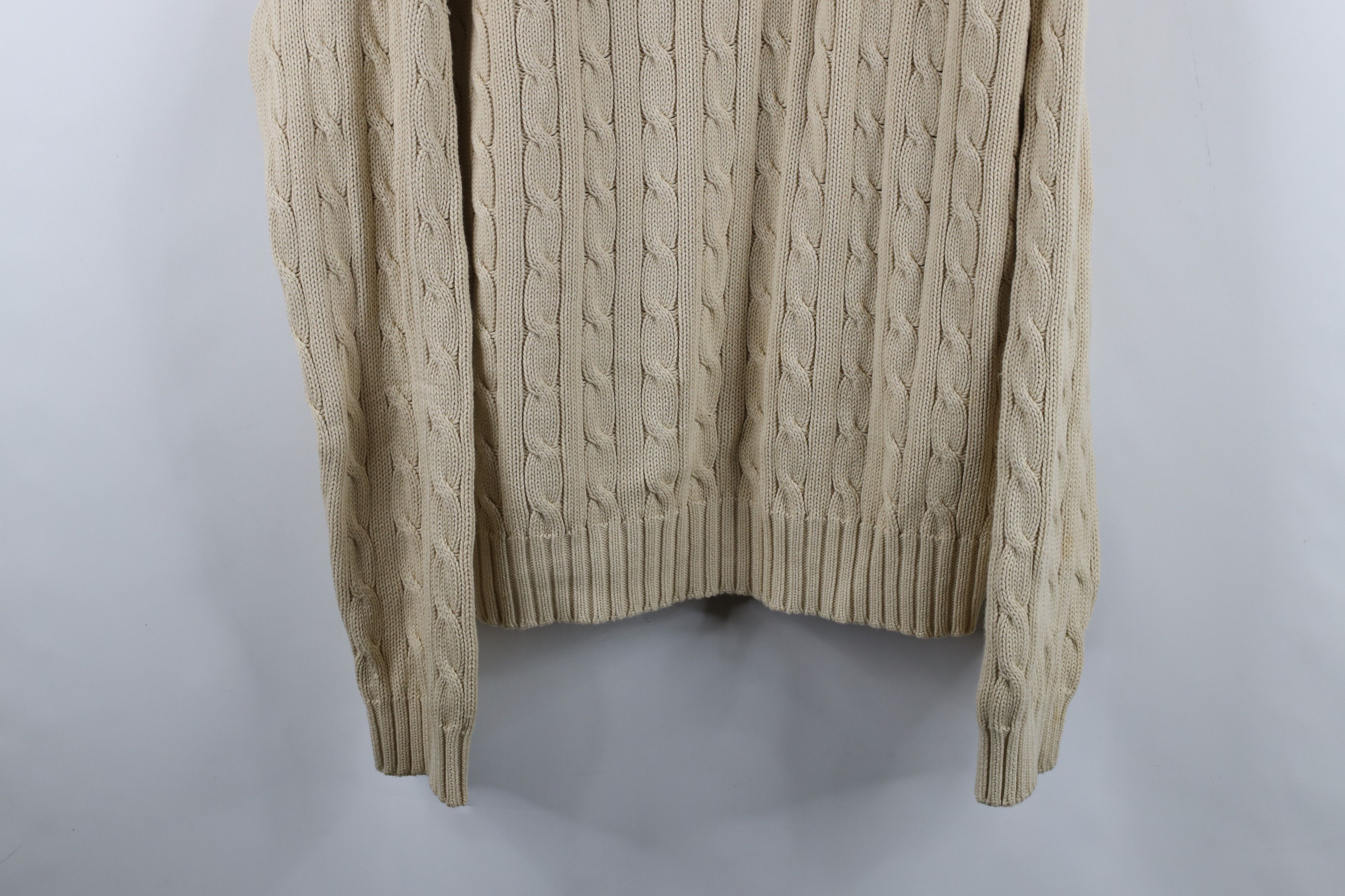 Ralph Lauren Vintage 90s Ralph Lauren Cotton Cable Knit Sweater Beige Size US XXL / EU 58 / 5 - 3 Thumbnail