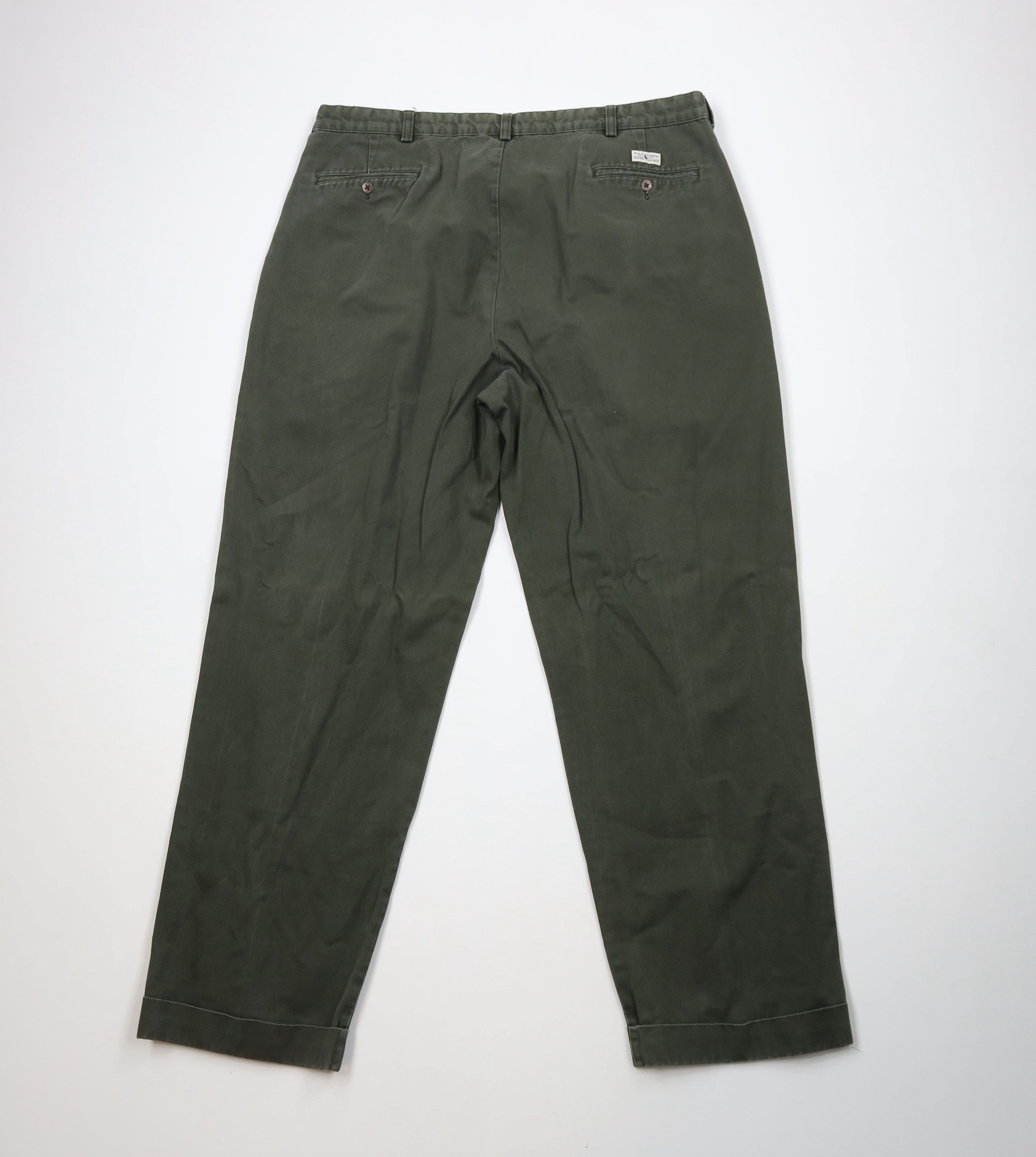 Ralph Lauren × Vintage Vintage 90s Ralph Lauren Wide Leg Chino Pants Green Cotton Size US 38 / EU 54 - 10 Thumbnail