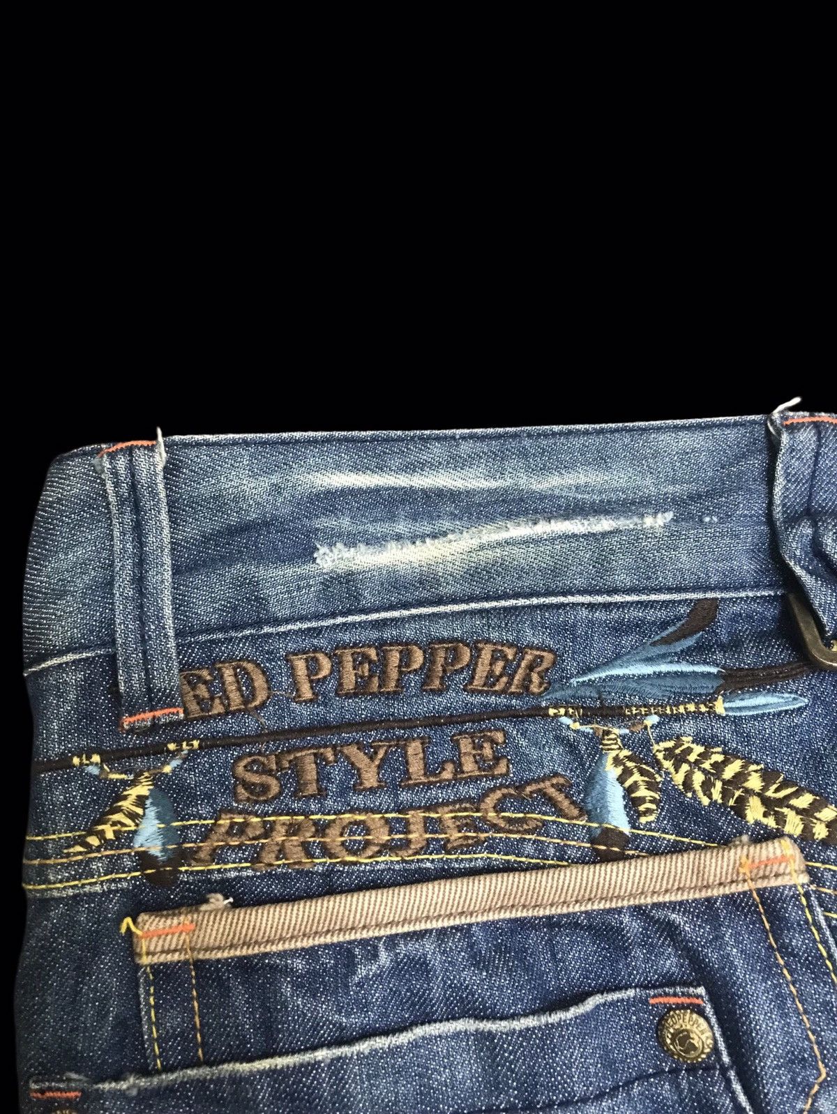 Japanese Brand 💥FLARE💥ARCHIVAL REDPEPPER CHIEFHEAD EMBROIDERY DENIM F257 Size US 31 - 18 Thumbnail