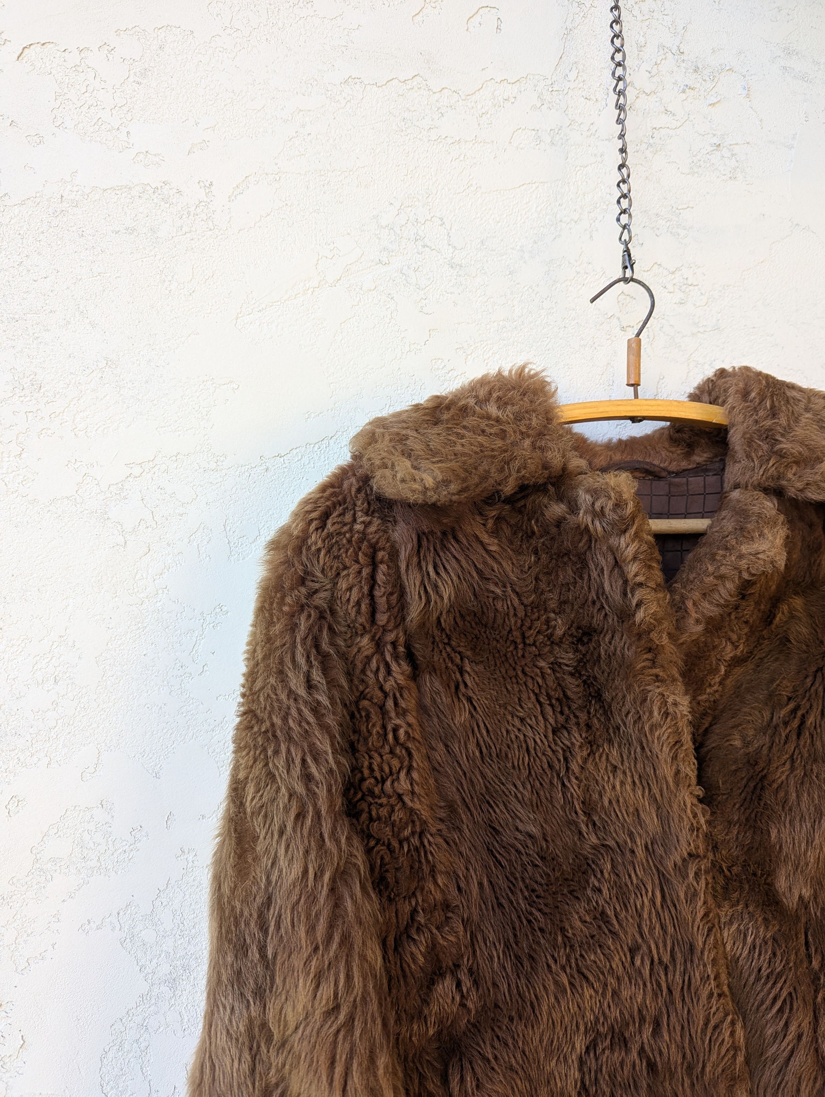 Vintage Women’s Long Brown Real Fur Coat L/XL