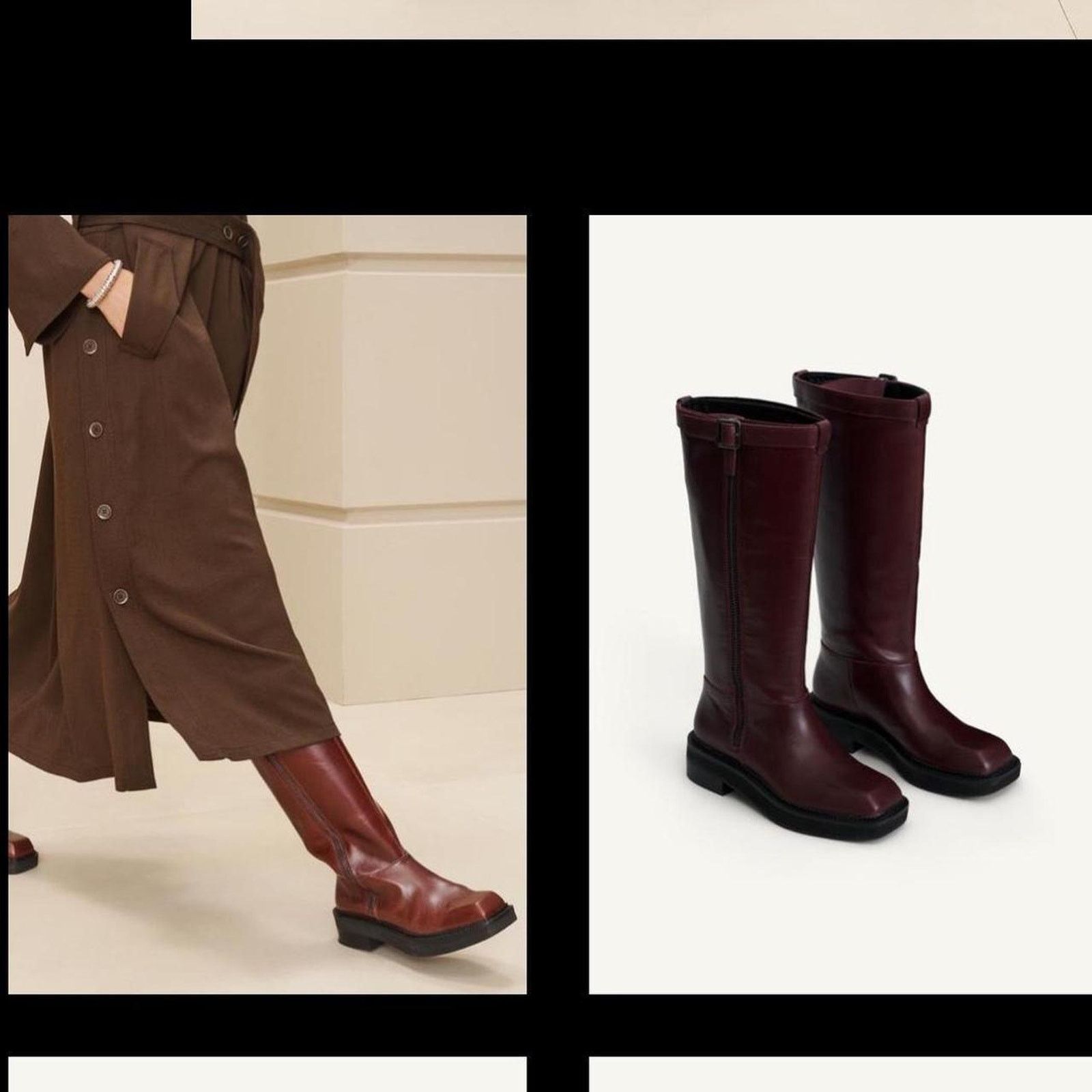 Zara ZARA LEATHER KNEE HIGH LEATHER BOOTS - Size 7.5 or 38 Size US 7.5 / IT 37.5 - 2 Thumbnail