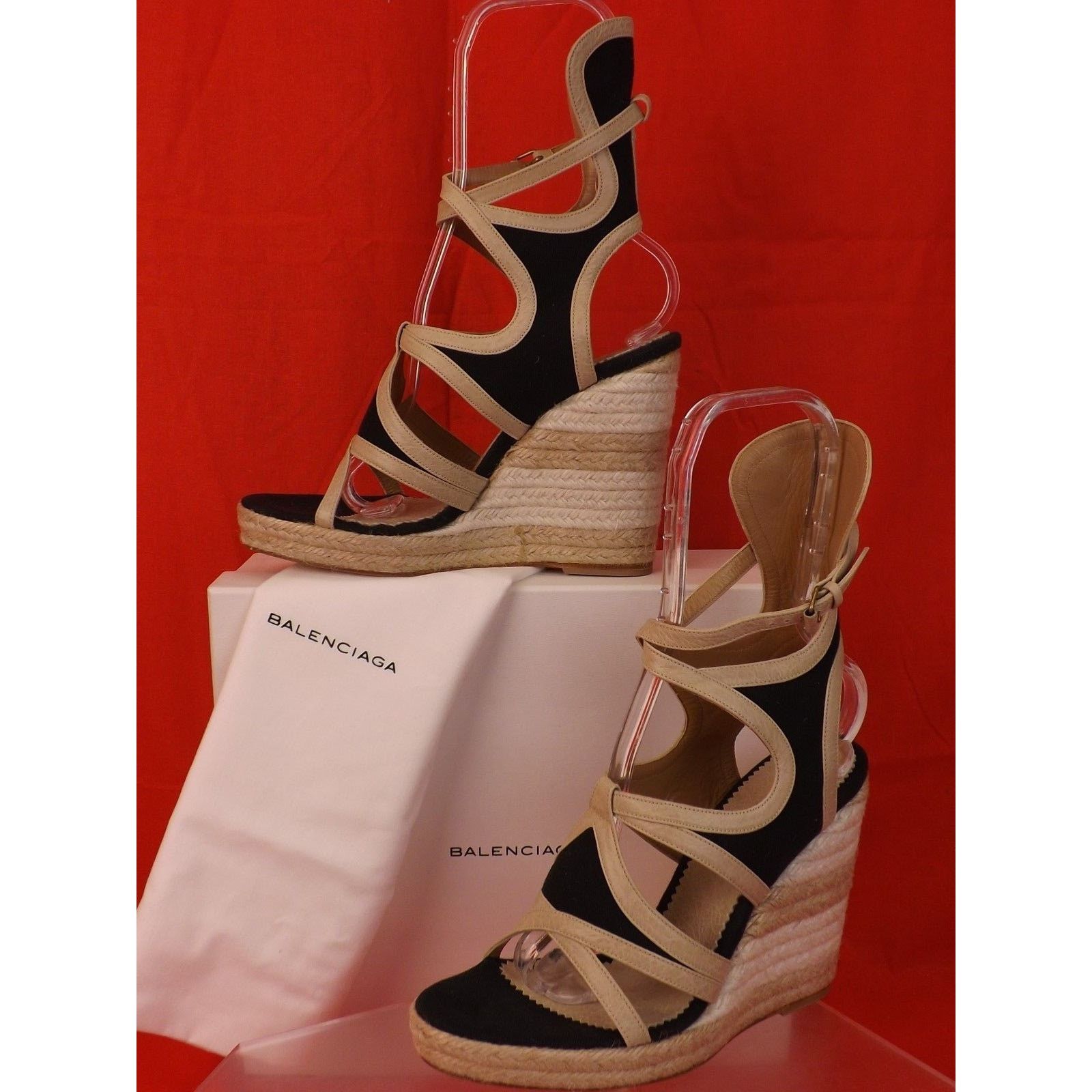 Balenciaga BALENCIAGA COLOR BLOCK LEATHER CANVAS GLADIATOR SANDALS 39 Size US 9 / IT 39 - 4 Thumbnail