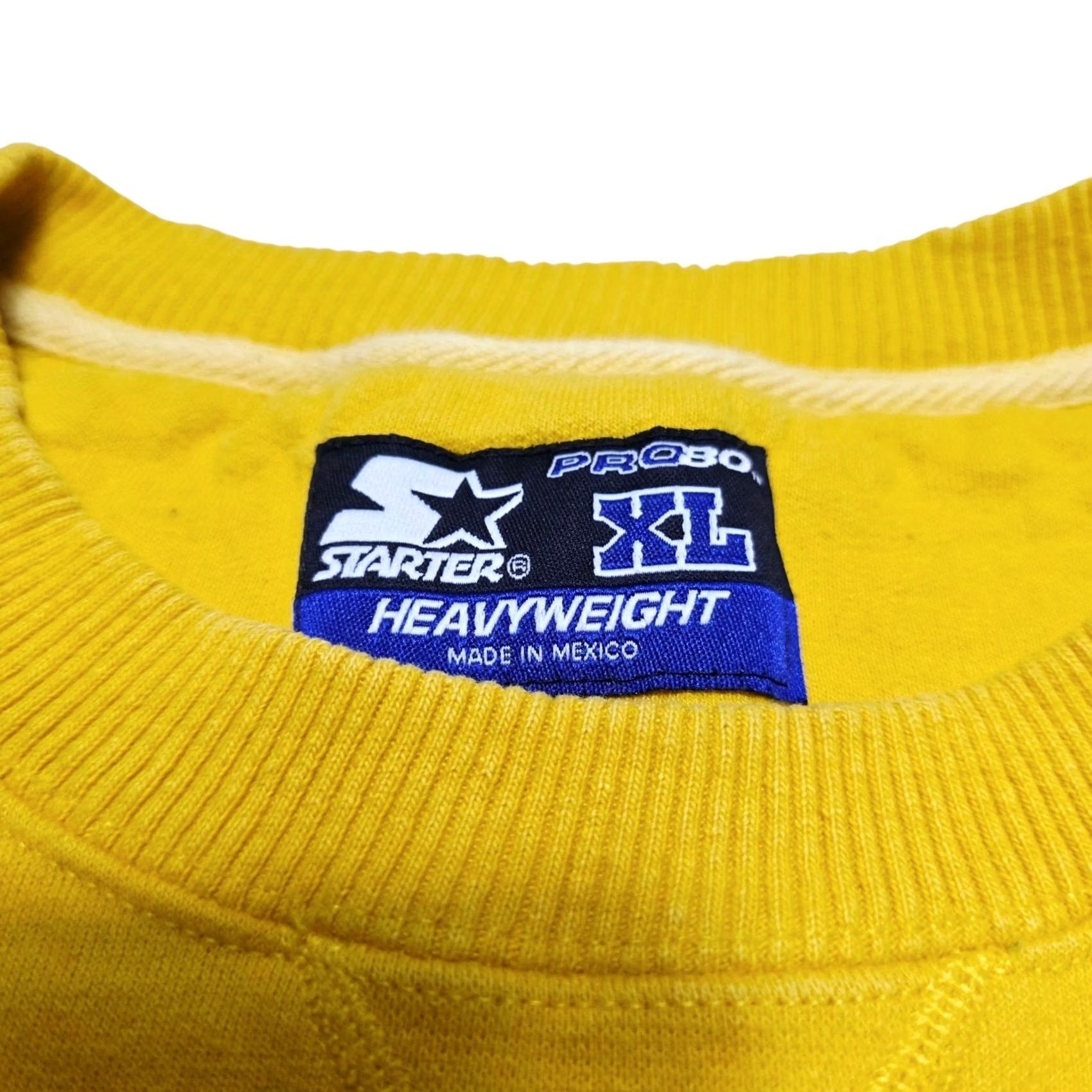 Starter VINTAGE Starter Sweatshirt XL Yellow Heavyweight Crewneck Pullover Embroidered Logo Mens Size US XL / EU 56 / 4 - 3 Thumbnail