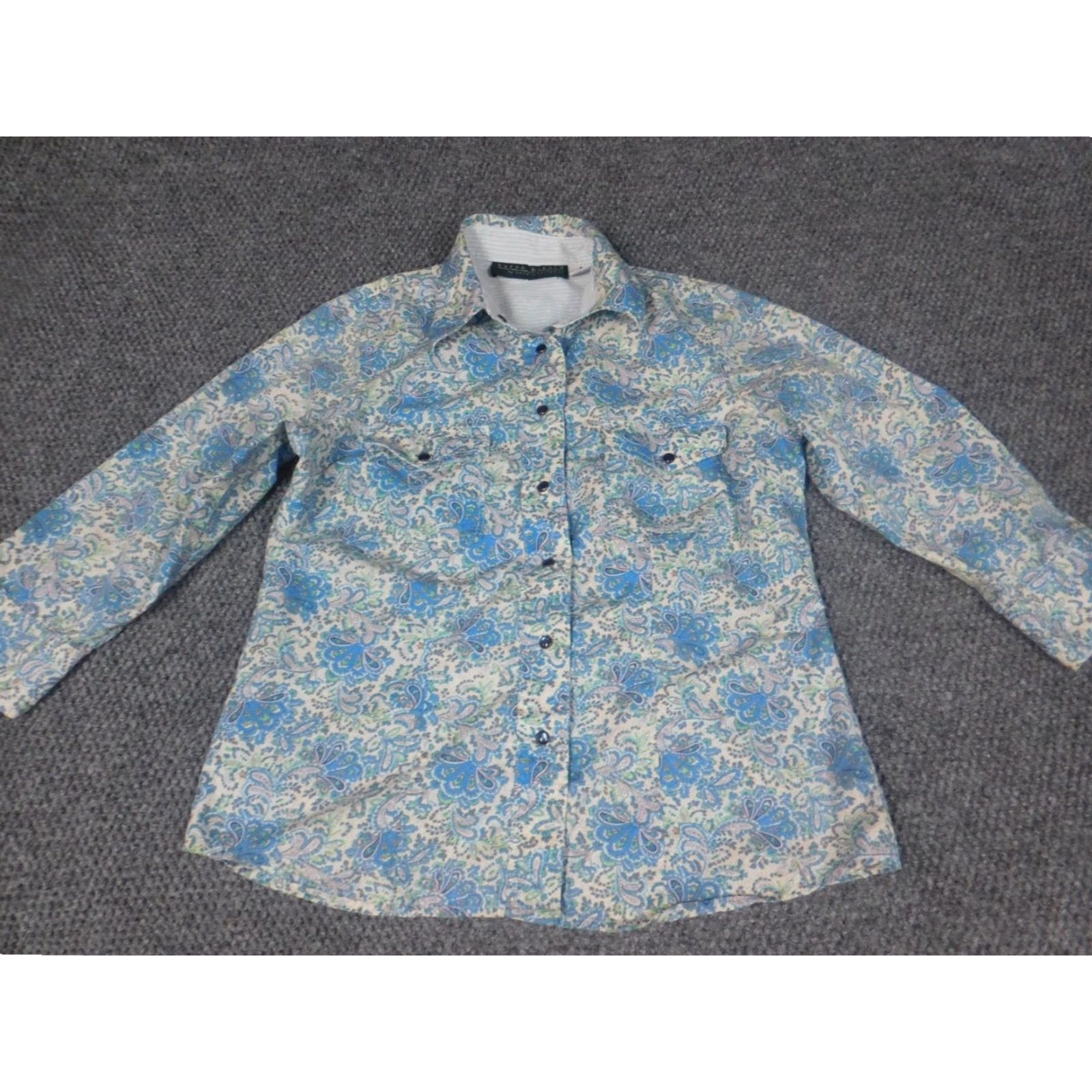 Vintage Harve Benard Womens Blouse Small blue floral button down Size S / US 4 / IT 40 - 2 Thumbnail