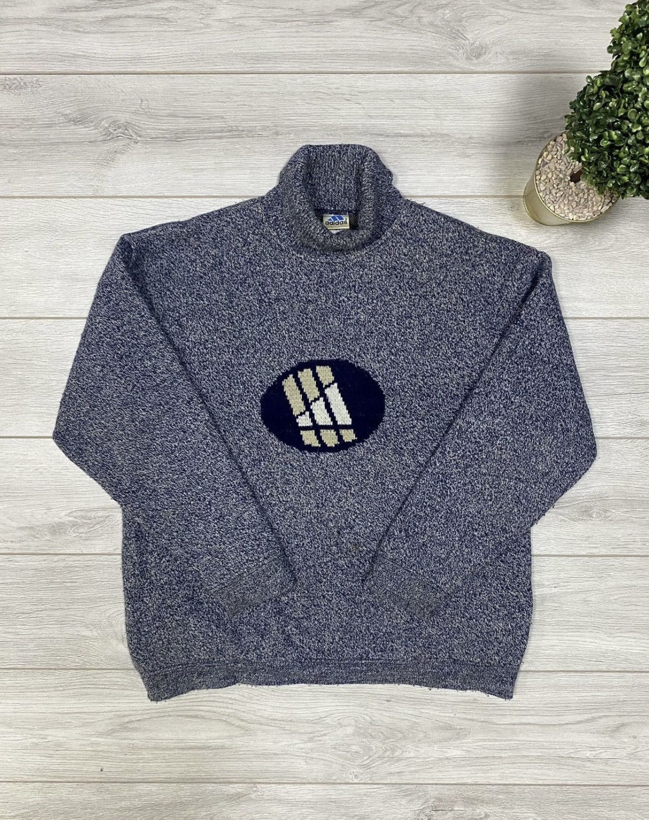 Adidas × Vintage Adidas vintage wind-stopper big logo turtle neck sweater M Size US M / EU 48-50 / 2 - 1 Thumbnail