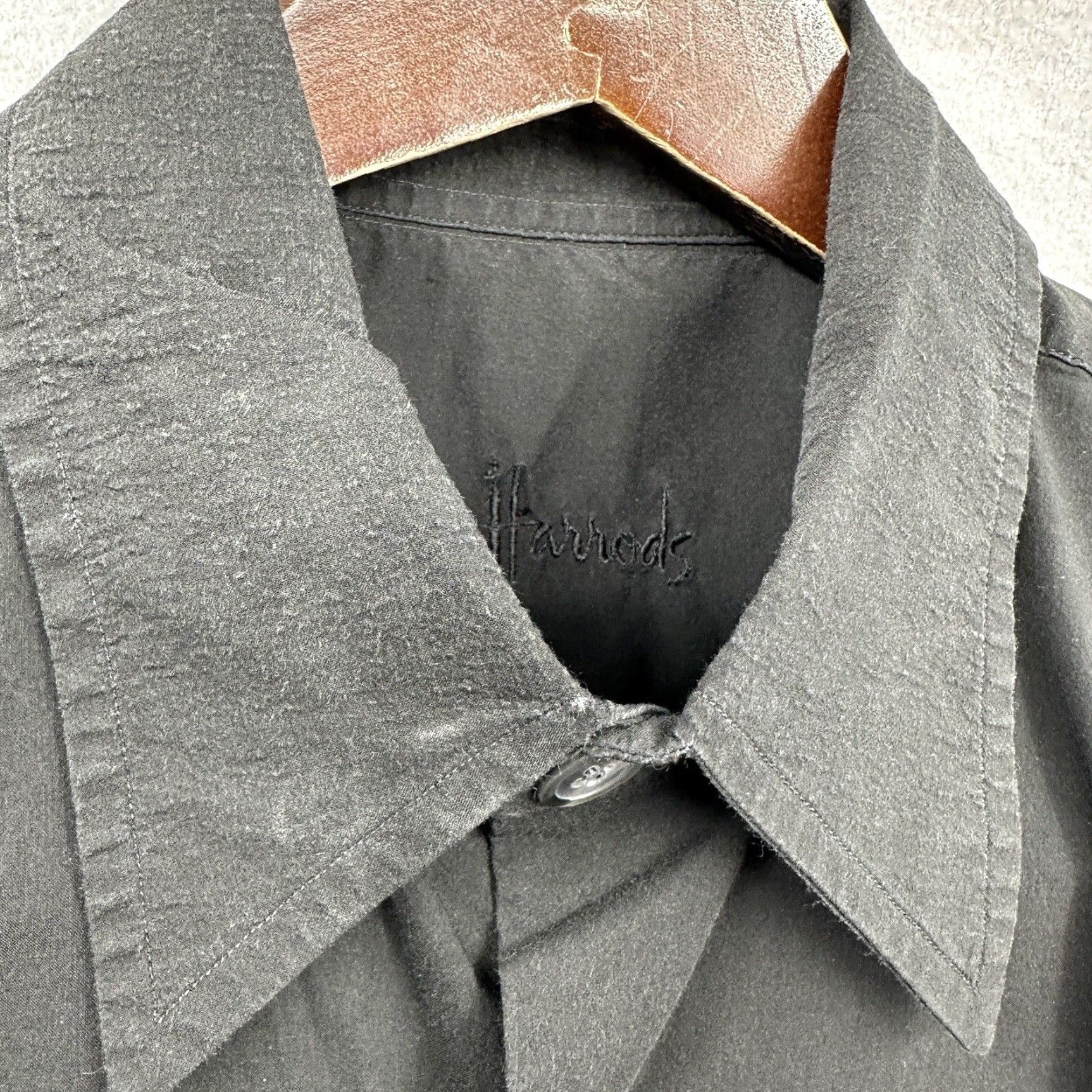 Harrods Harrods Men's Dress Shirt Large Black Retro Preppy Cotton Long Sleeve Business Casual Formal Size 42R - 7 Thumbnail