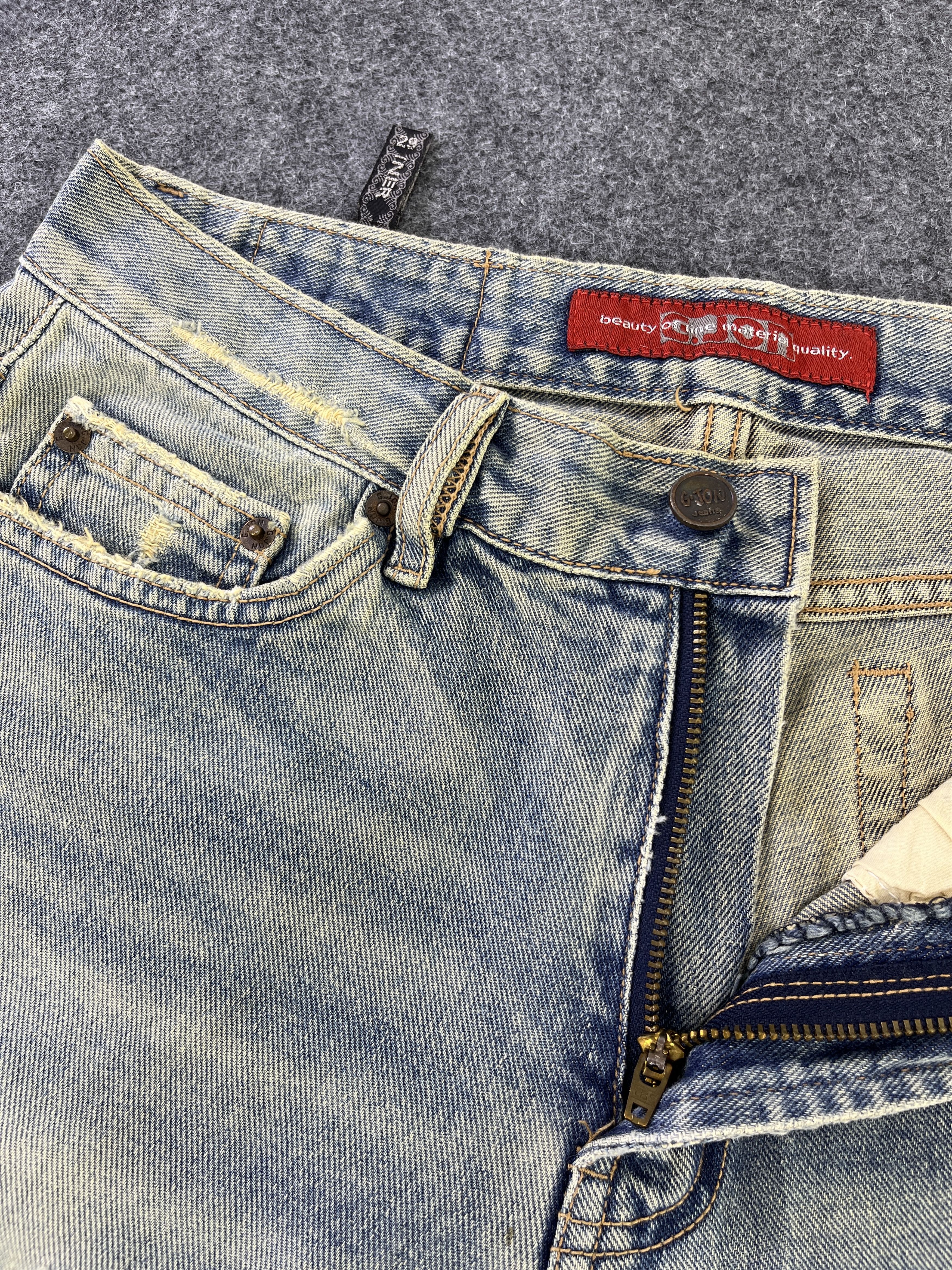 Japanese Brand G Jon Distressed Jeans Flare Denim - J945 Size 29" - 7 Thumbnail