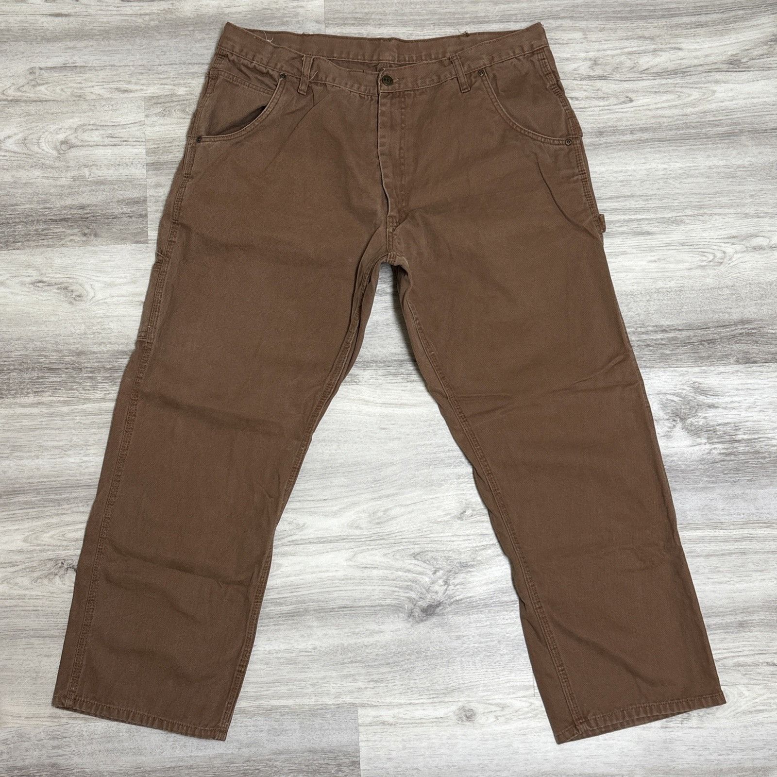 Other Key Pants Mens 40x30 Brown Dungarees Duck Distressed Thrashe Size US 40 / EU 56 - 1 Thumbnail