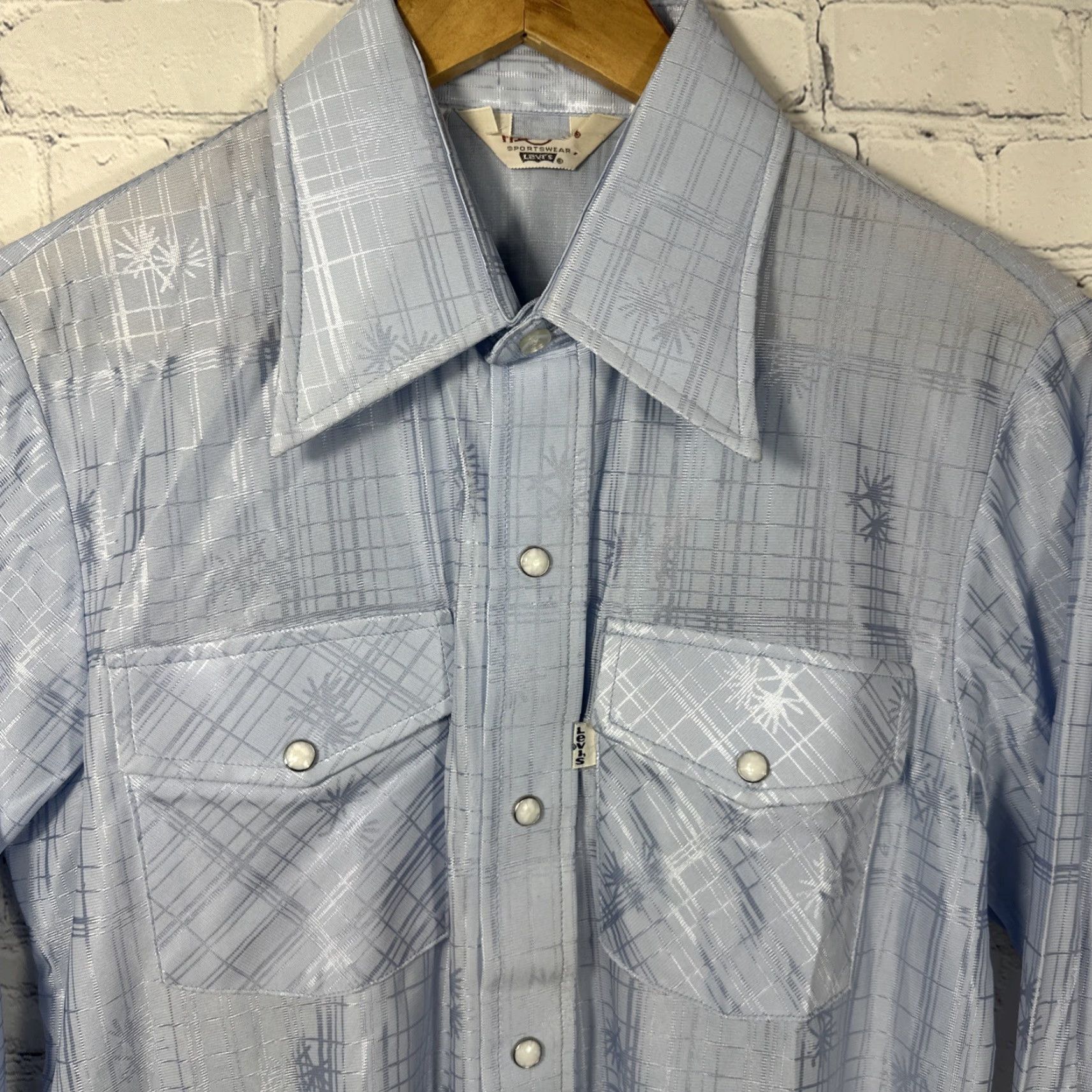 Levi's VINTAGE Levi's Shirt Mens M Blue Western Pearl Snap Sample 70s Cowboy Retro All Seasons Long Sleeve Button-Up Size US M / EU 48-50 / 2 - 3 Thumbnail