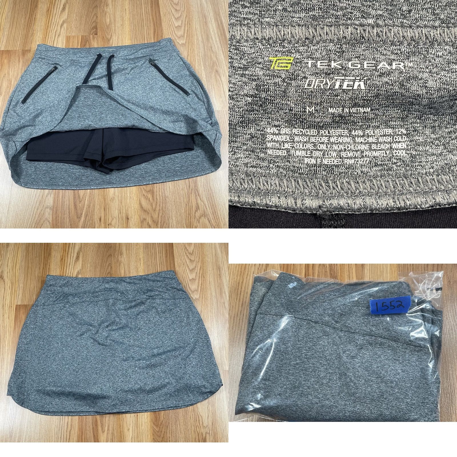 Tek Gear Tek Gear Skort Womens Size Medium Gray DryTek Pull-on Zipper Pocket Above Knee Size 32" / US 10 / IT 46 - 8 Thumbnail