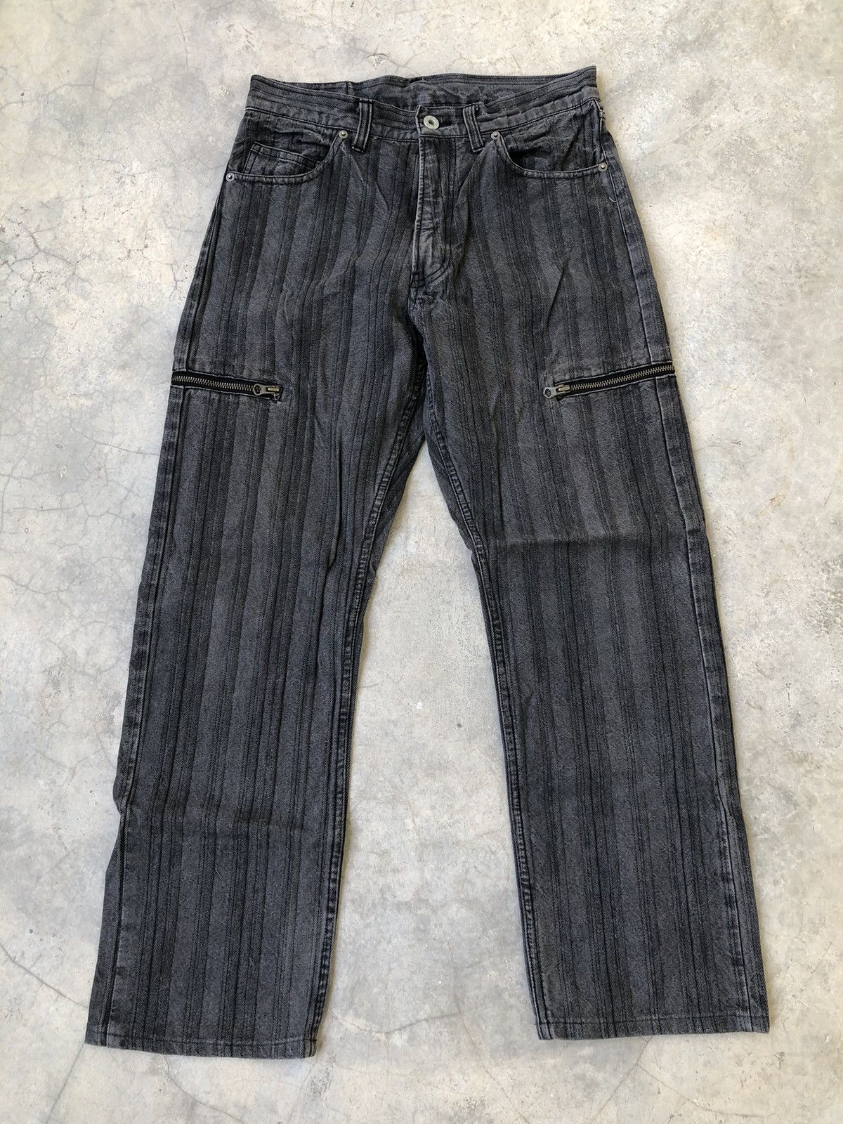 PPFM PPFM 2003 Striped Twill Cargo Double Zip Pocket Denim Size US 29 - 24 Thumbnail