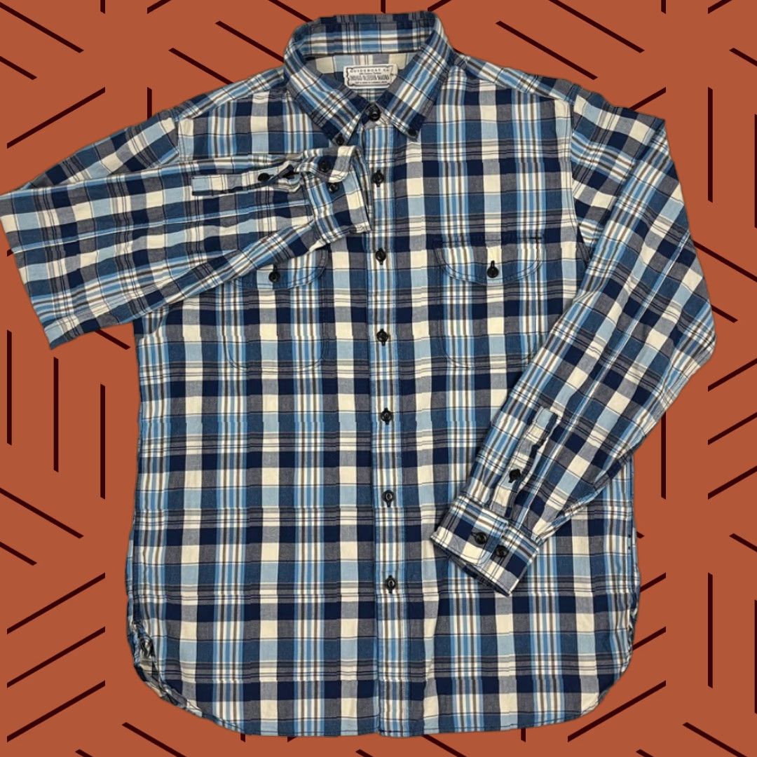 CO Guideboat Co Shirt Mens Large Blue Indigo Bleeder Madras Button Down Casual Prep Shirt Size US L / EU 52-54 / 3 - 1 Thumbnail