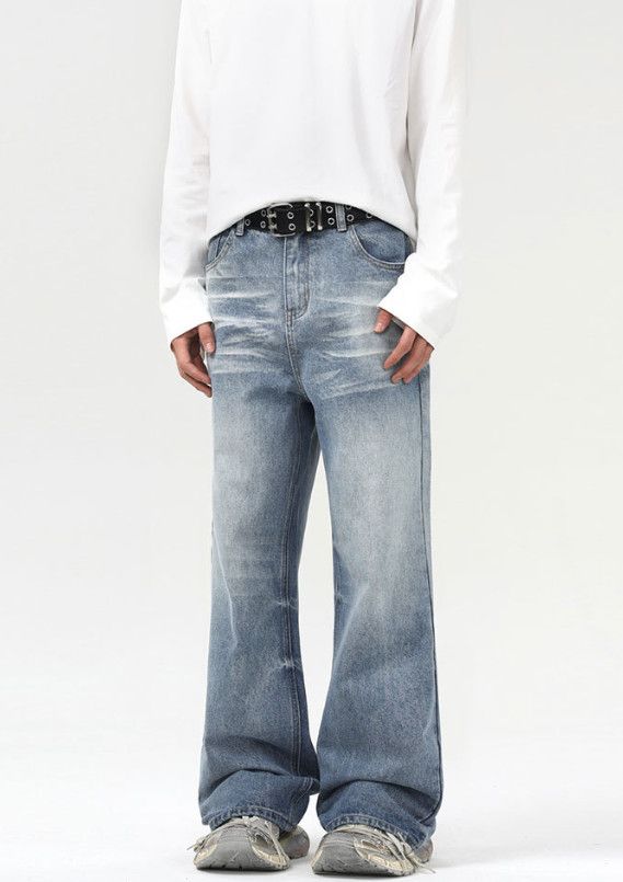 Japanese Brand American straight loose lightning wash jeans for men Size US 32 / EU 48 - 3 Thumbnail