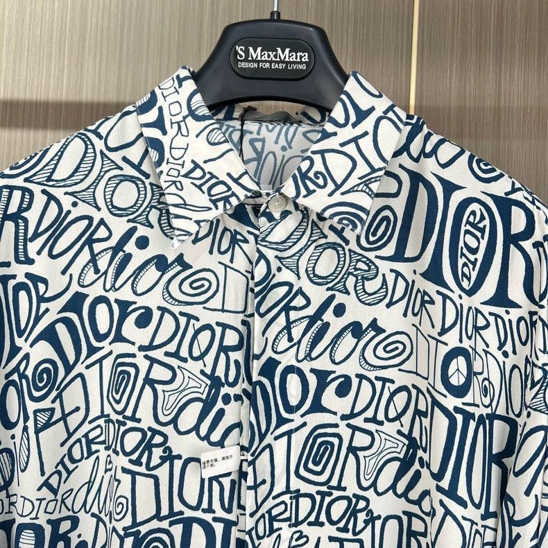 Dior Dior Stussy Print Silk Long Sleeve Shirt-2506 Size US M / EU 48-50 / 2 - 3 Thumbnail