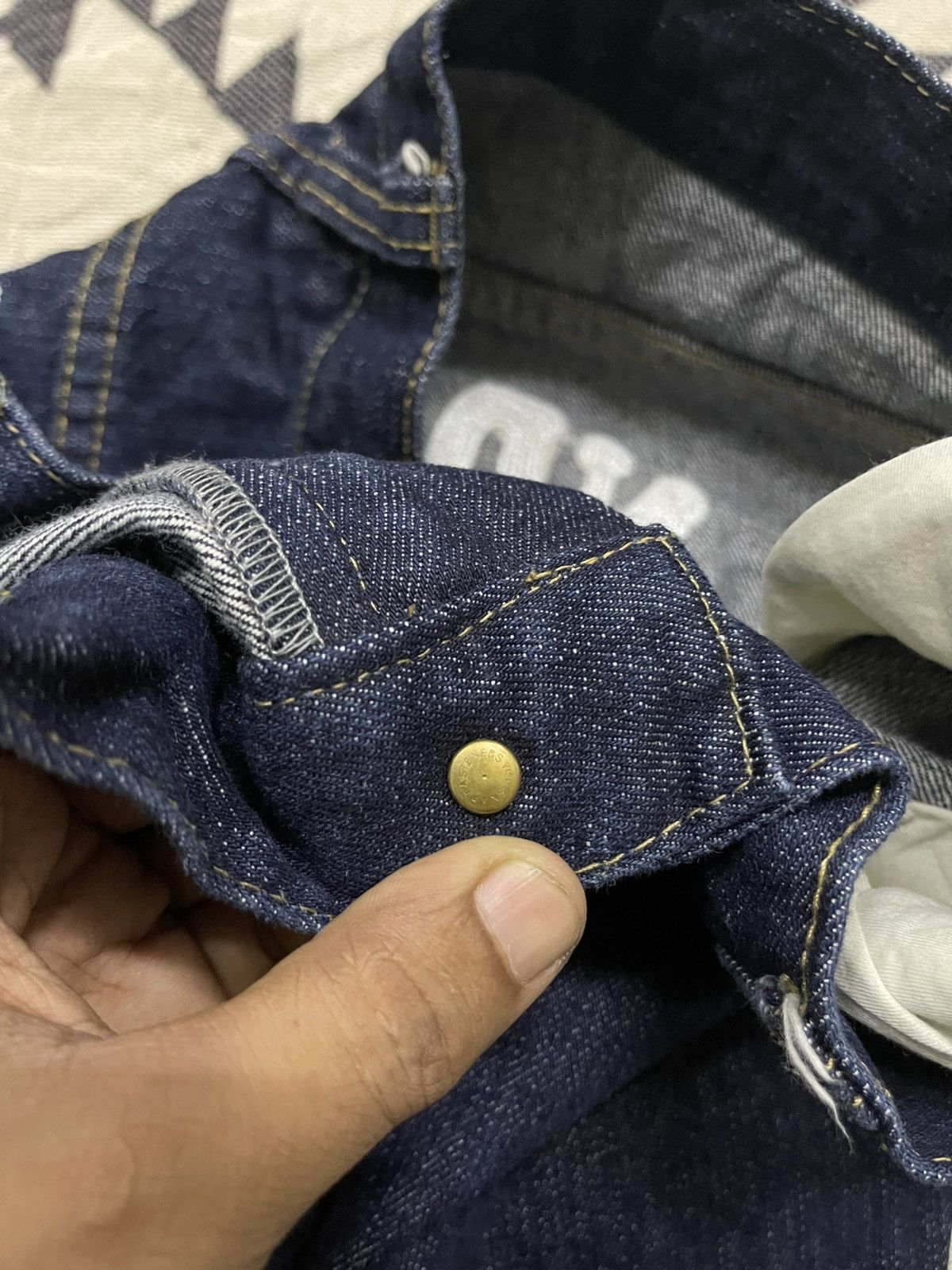 Beauty Beast 00s UNDISPUTED CHAMP GENUINE PRODUCT EMBROIDERED LOGO JEANS Size US 35 - 14 Thumbnail