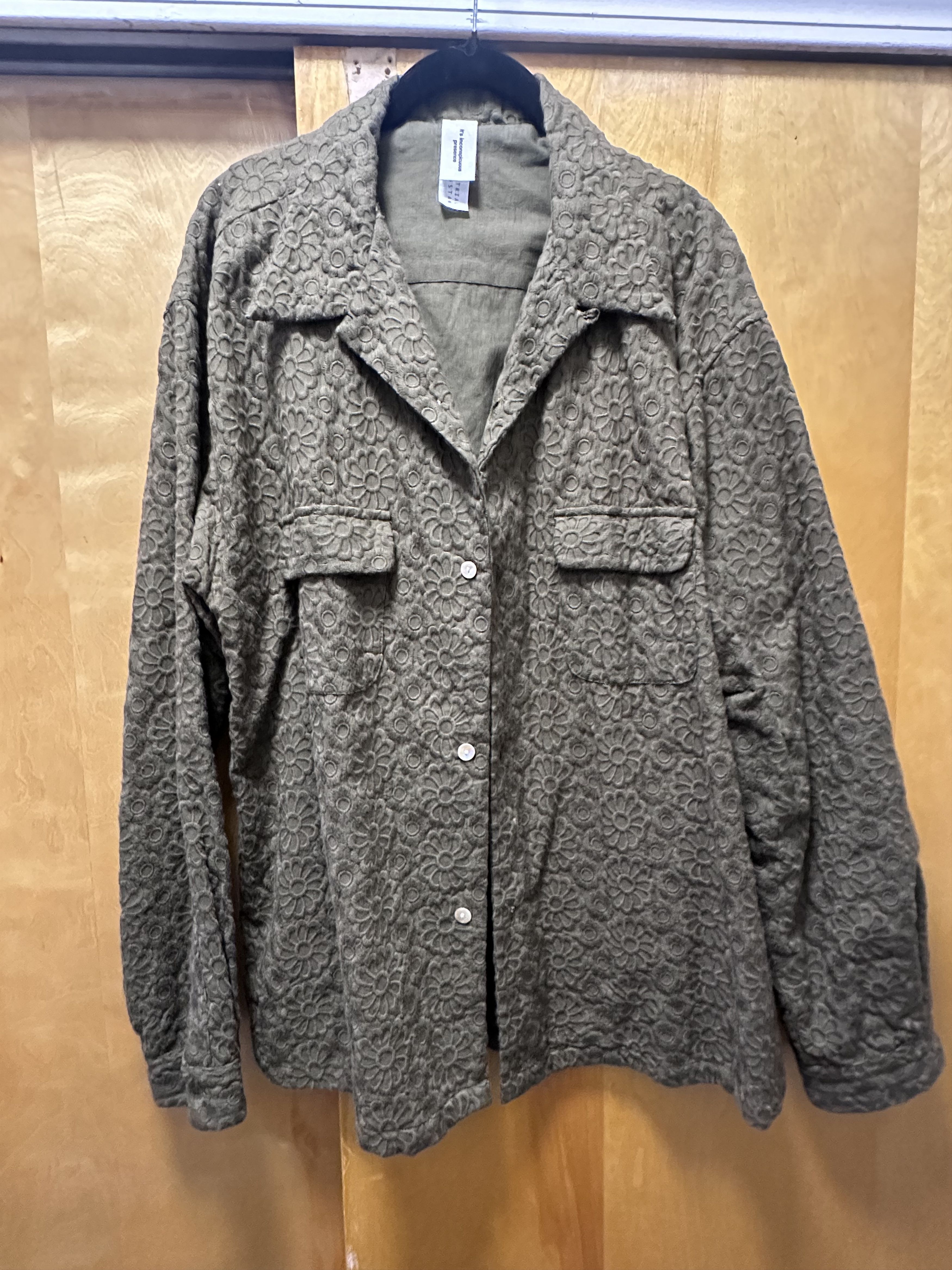 Niche Niche open collar shirt jacket in olive green flower Size US XXL / EU 58 / 5 - 1 Thumbnail