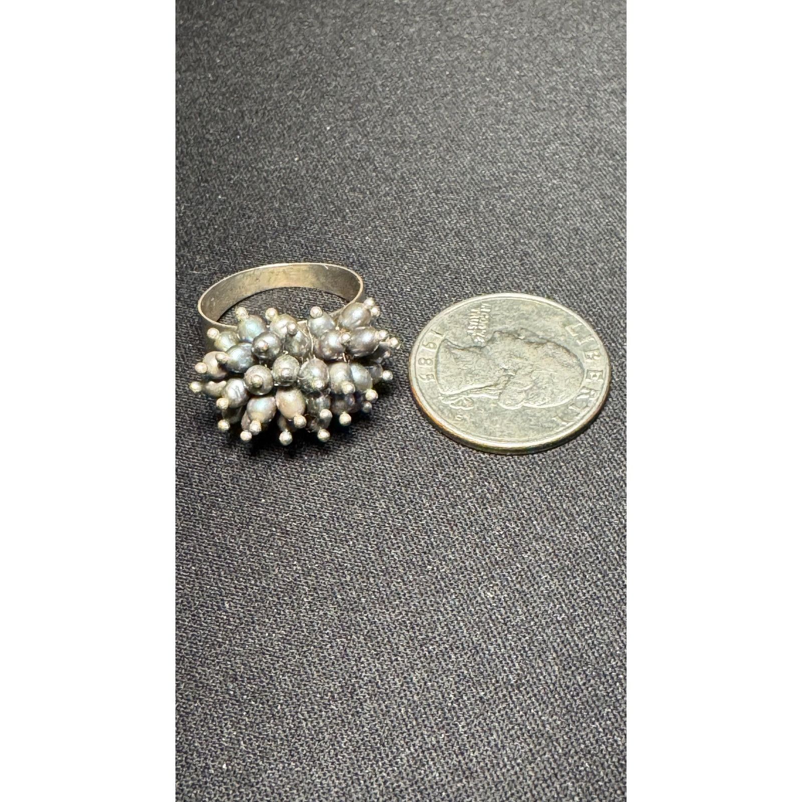 Other 925 Sterling Multi Colored Real Pearls Cluster Ring Size 9 Size ONE SIZE - 4 Thumbnail