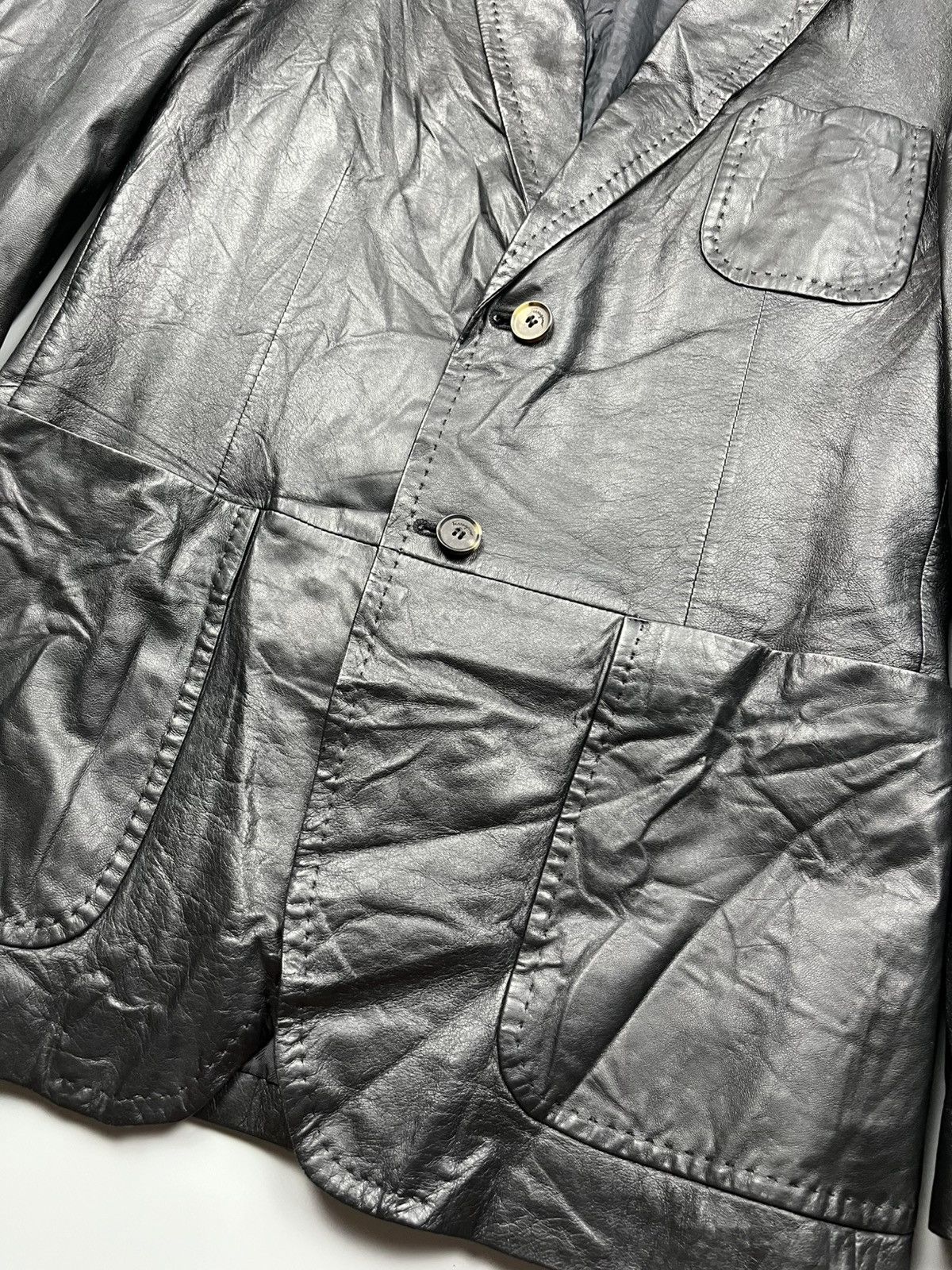 Salvatore Ferragamo Salvatore Ferragamo - Leather Blazer - Jacket Size US M / EU 48-50 / 2 - 7 Thumbnail