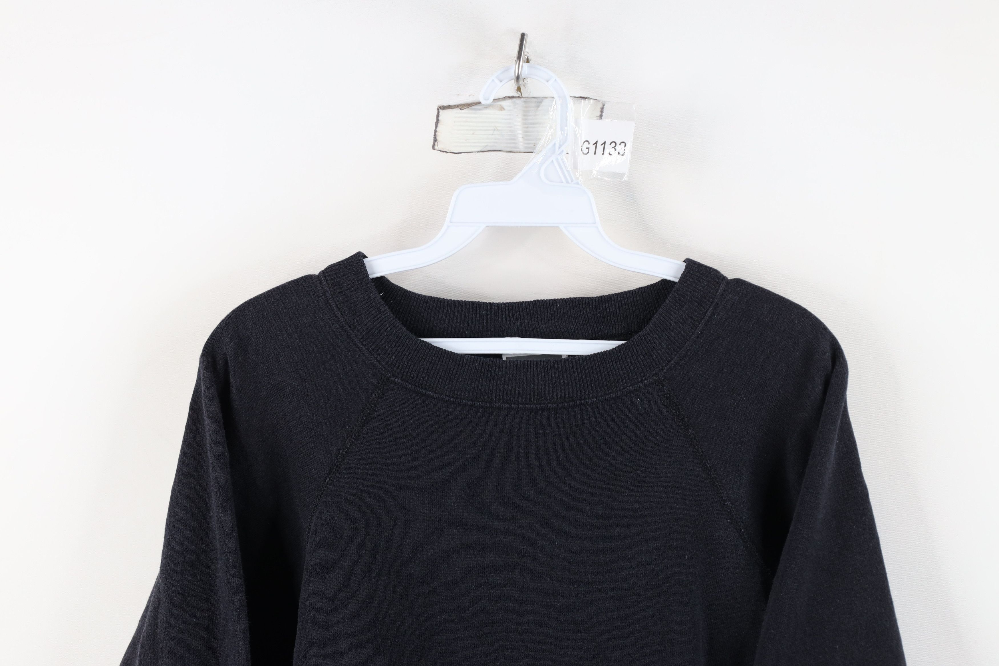 Hanes Vtg 80s 90s Hanes Blank Crewneck Sweatshirt Black USA Size L / US 10 / IT 46 - 2 Thumbnail