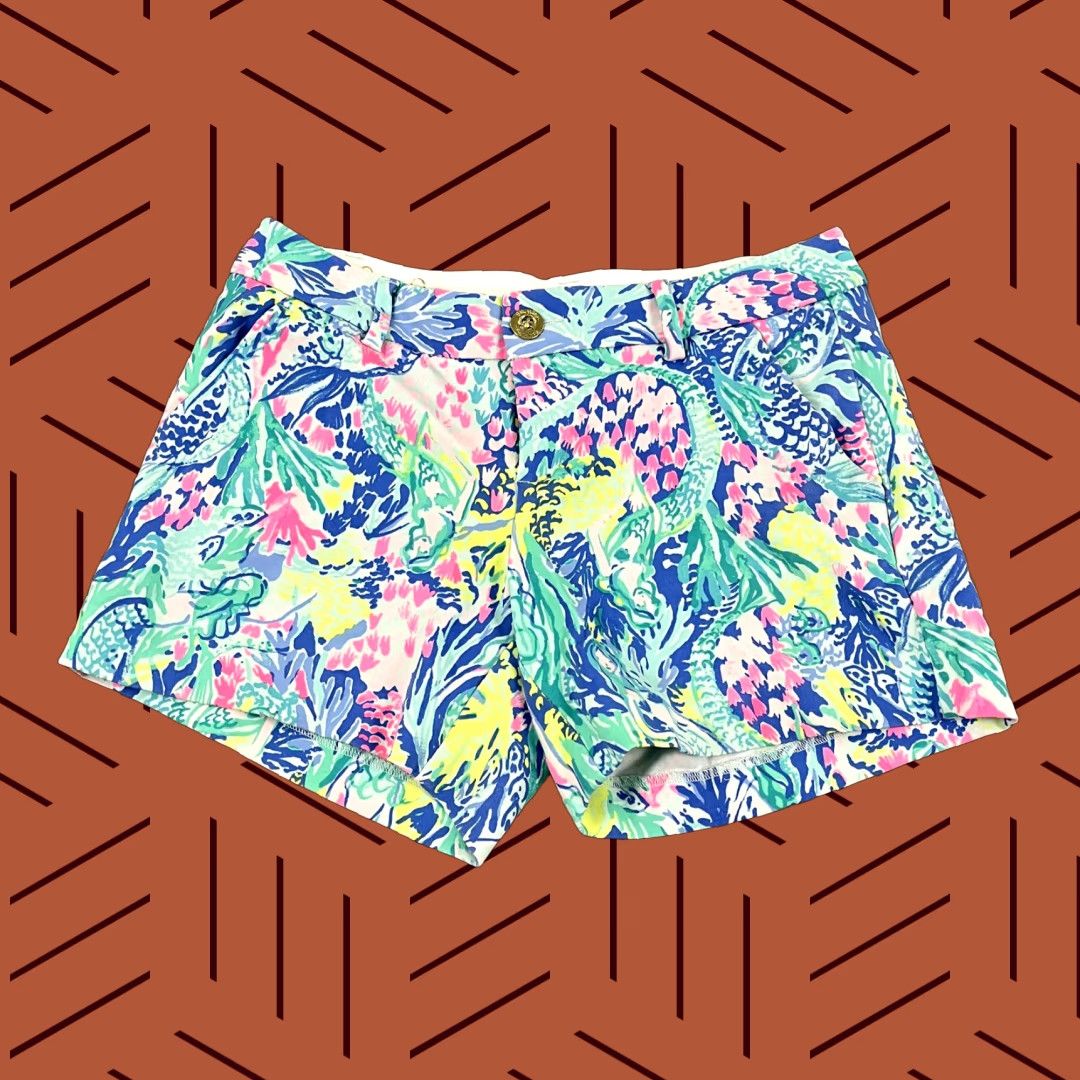 Lilly Pulitzer Lilly Pulitzer Callahan Shorts Womens Size 4 Floral Preppy Stretch Chino Mid Rise 5 in Inseam Multicolor Beach Casual Size 27" / US 4 / IT 40 - 1 Thumbnail