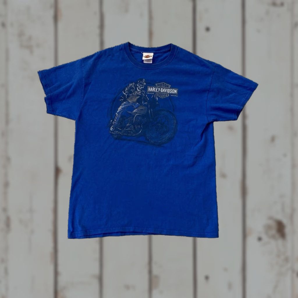 Harley Davidson Harley-Davidson T-Shirt Men’s L Blue Skeleton Utah Sandy City Biker Motorcycle Outdoor Graphic Crew Neck Short Sleeve Size US L / EU 52-54 / 3 - 1 Thumbnail