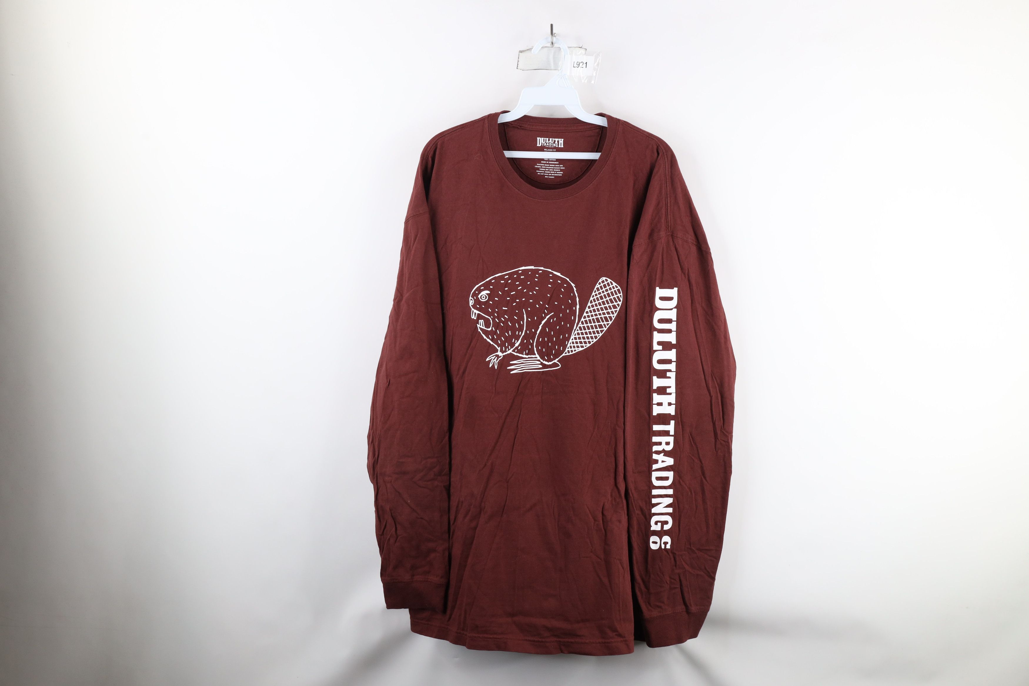 Duluth Trading Company × Vintage Duluth Trading Longtail Beaver Long Sleeve T-Shirt Burgundy Size US XL / EU 56 / 4 - 1 Thumbnail
