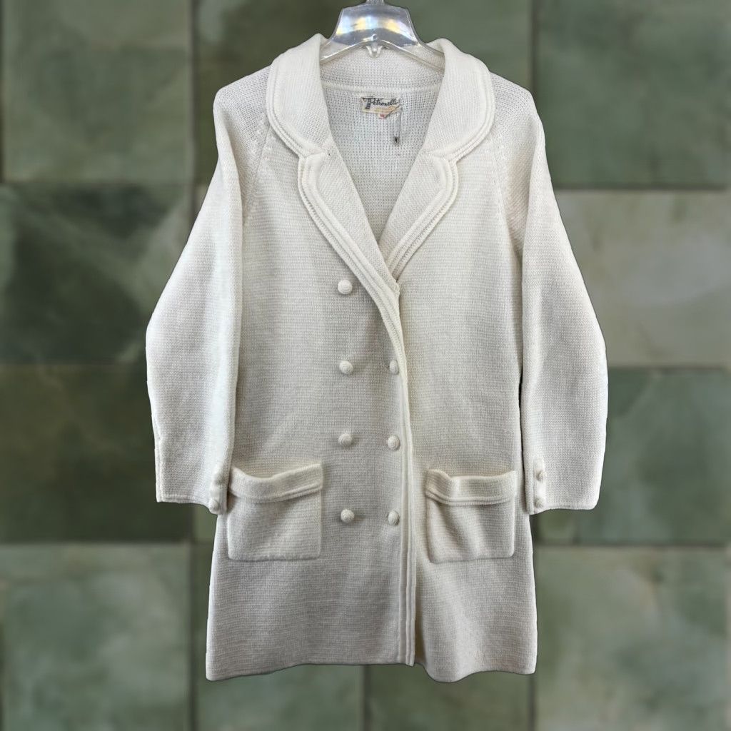 Vintage VINTAGE Petronelli Cardigan Womens 38 White Pockets Duster 80s 70s Classic Knit Cardigan Womens Size XS / US 0-2 / IT 36-38 - 1 Thumbnail