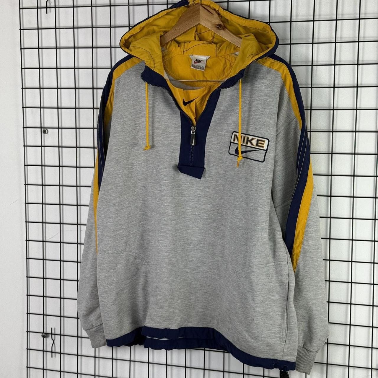 Nike Nike Vintage Hoodie Grey Yellow 90s Retro Mini Swoosh Size US XL / EU 56 / 4 - 3 Thumbnail