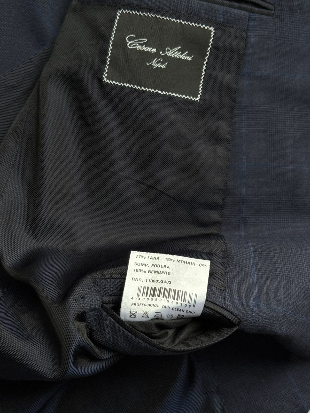 Cesare Attolini Cesare Attolini 3-Button Navy Suit Wool Mohair IT 56 Drop 7R Size 46R - 14 Thumbnail