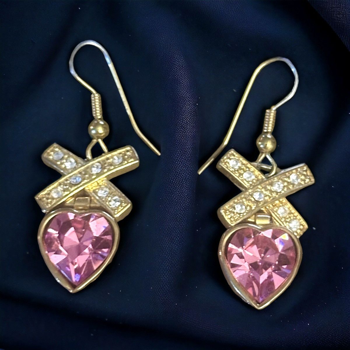 Other Pink gemstone dangle heart hook earrings Size ONE SIZE - 1 Thumbnail