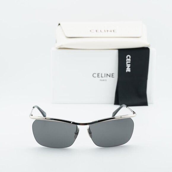 Celine Celine CL40307U 16A Sunglasses Silver Square Frame, Grey Size ONE SIZE - 11 Thumbnail
