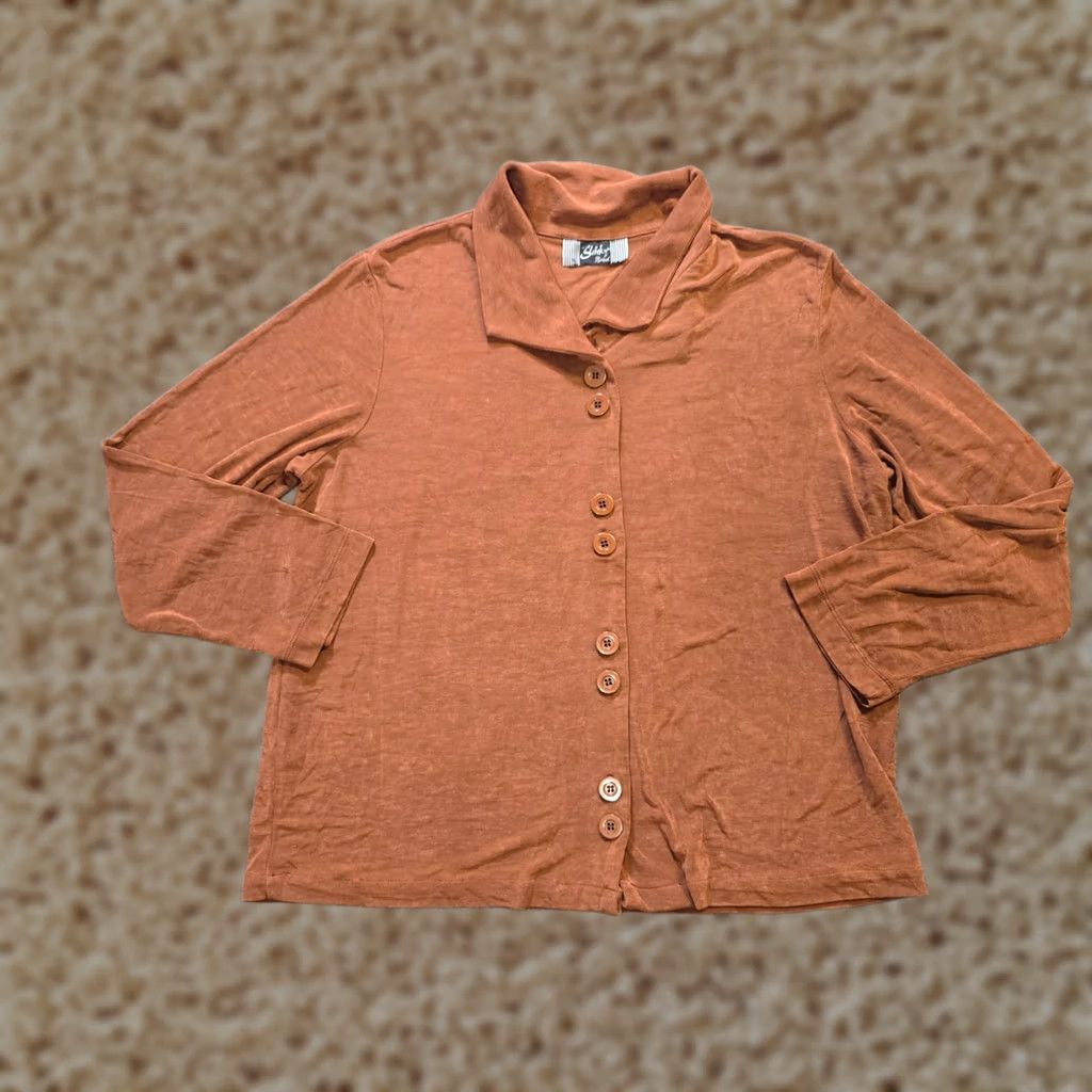 J Brand Slinky Brand Cardigan Womens XL Brown Long Sleeve Stretchy Knit Top Shirt Womens Cardigan - Size XL / US 12-14 / IT 48-50 - 1 Thumbnail