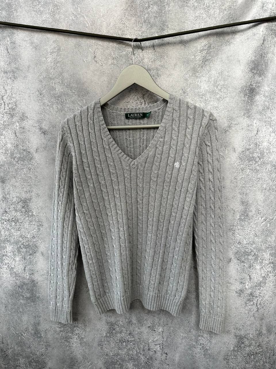 Lauren Ralph Lauren Lauren Ralph Lauren Cable Knit V-Neck Sweater Gray Jumper Size M / US 6-8 / IT 42-44 - 2 Thumbnail